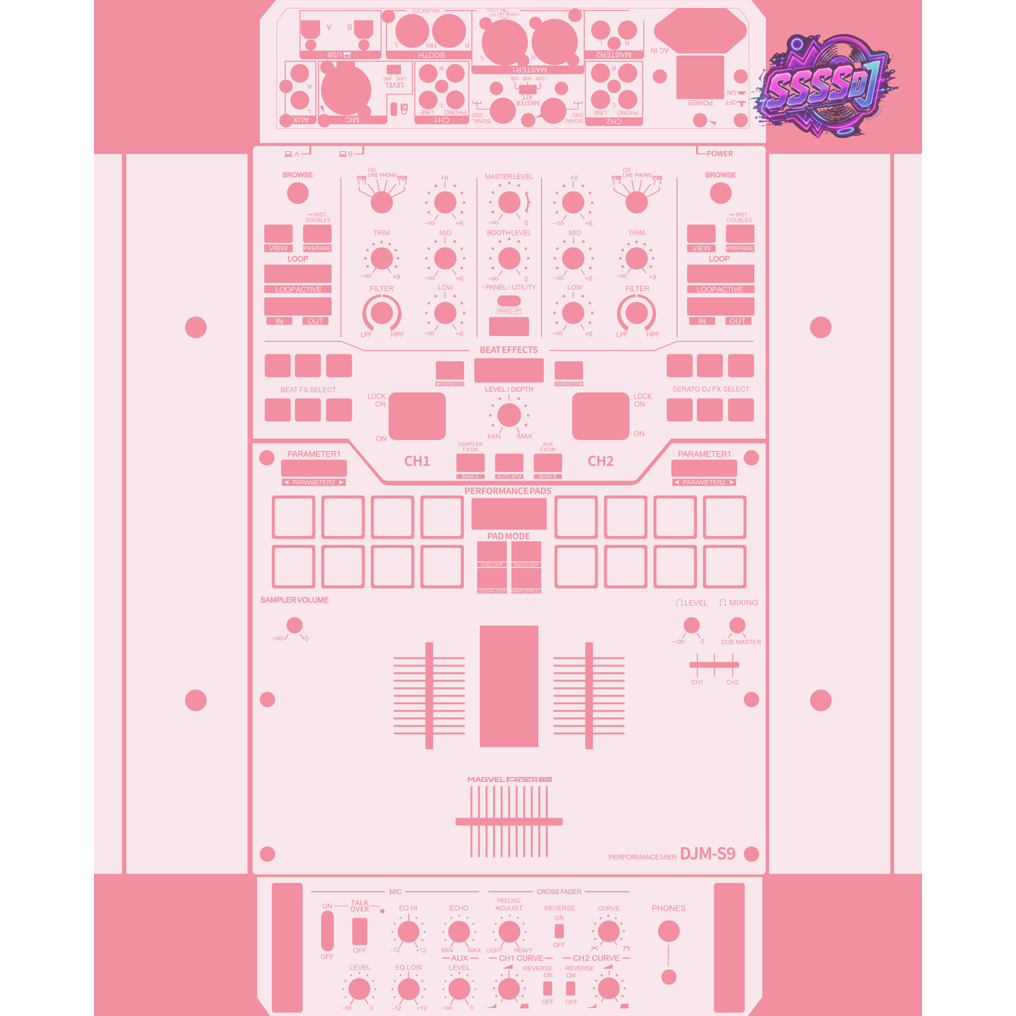 DJM-S9 DJ Mixer Skin - Light Pink Solid Color Design