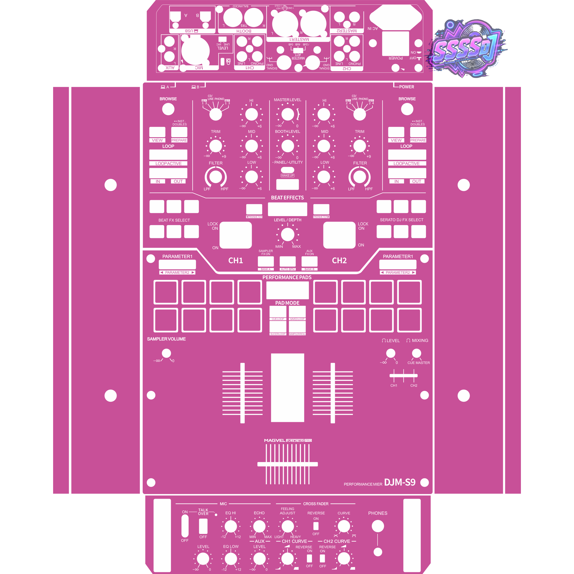 DJM-S9 DJ Mixer Skin - Pink Purple Solid Color Design