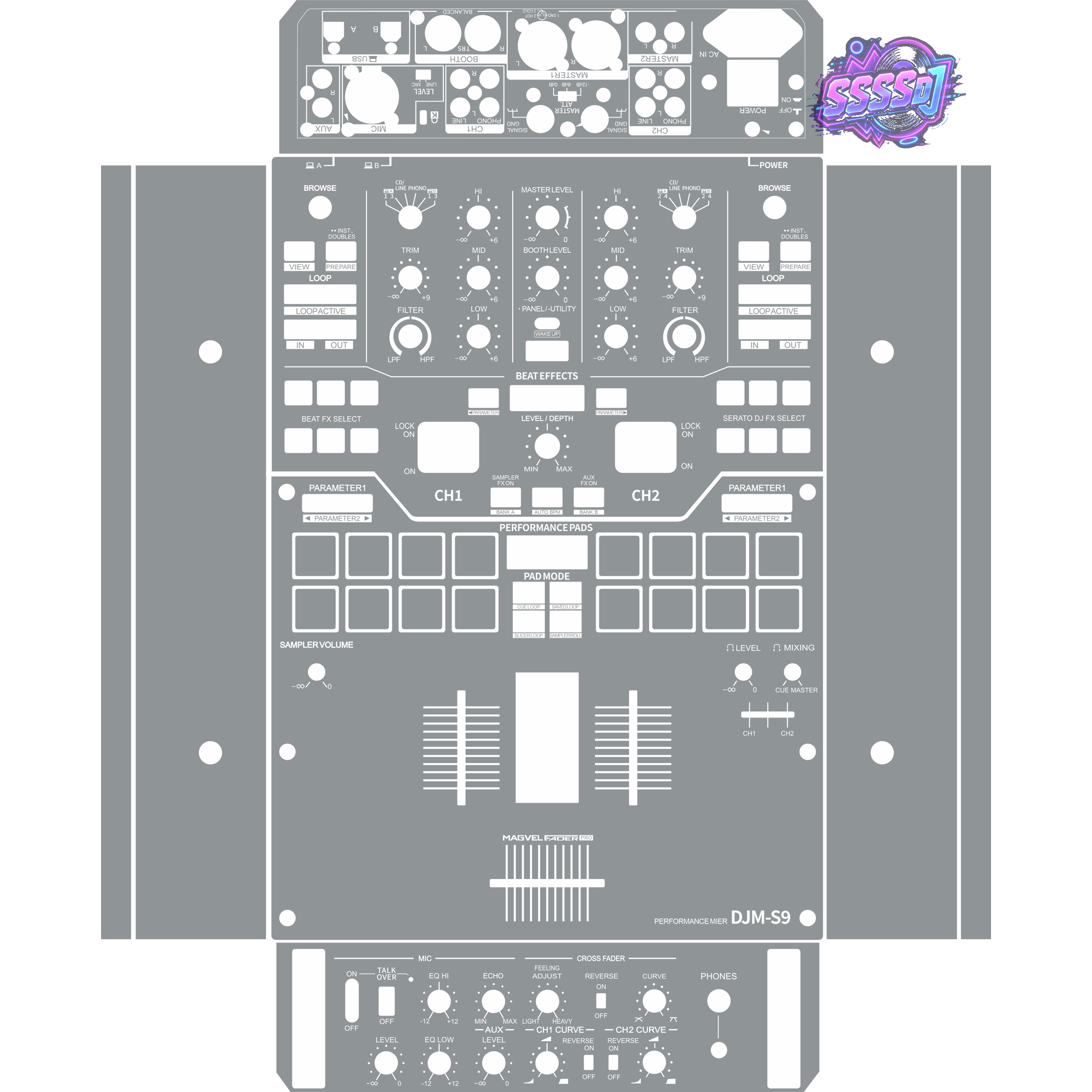 DJM-S9 DJ Mixer Skin - Gray Solid Color Design