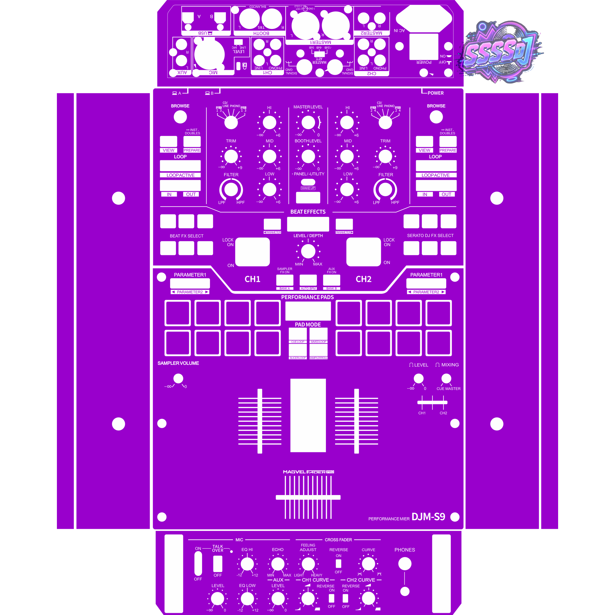 DJM-S9 DJ Mixer Skin - Purple Solid Color Design