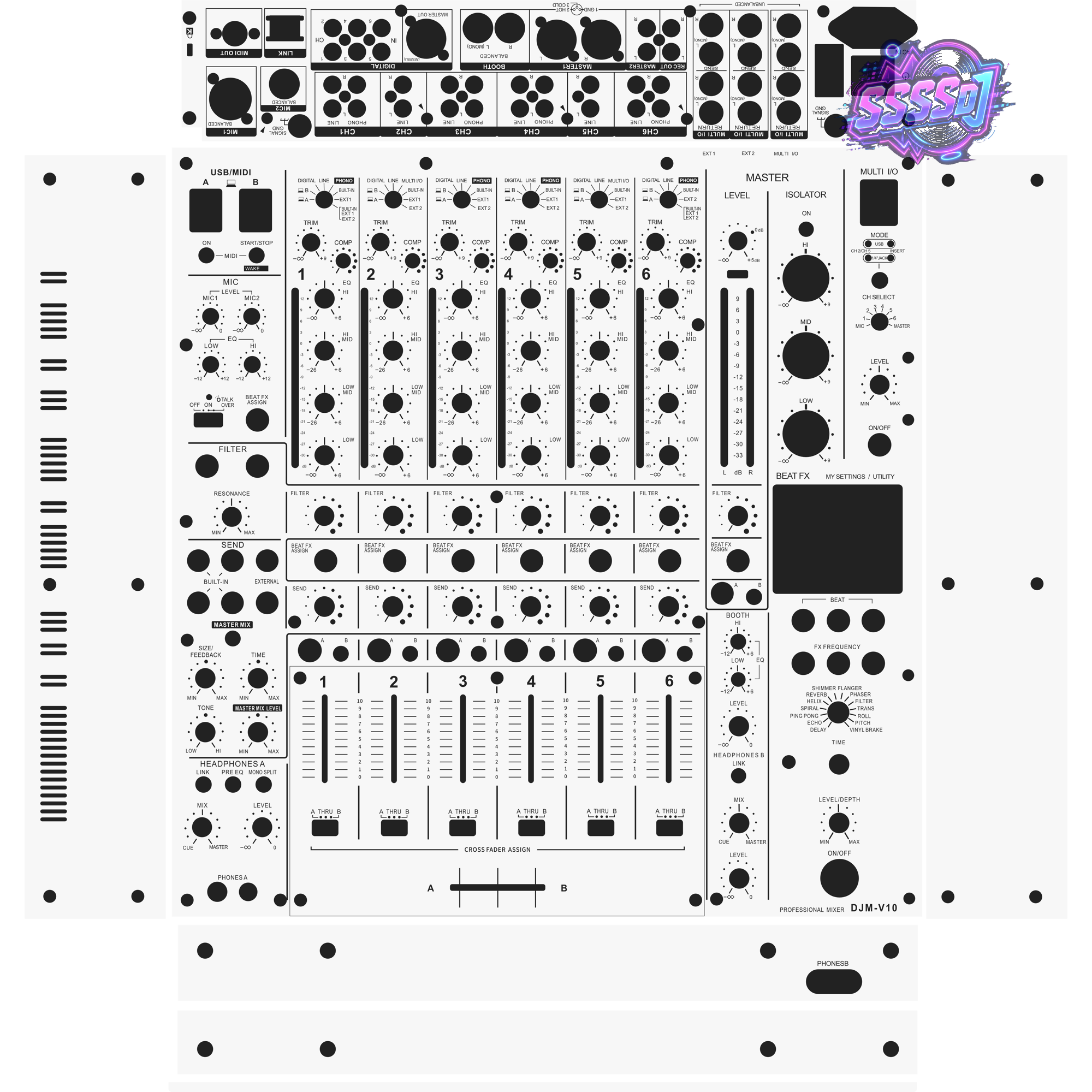 DJM-V10 DJ Mixer Skin - White Solid Color Design