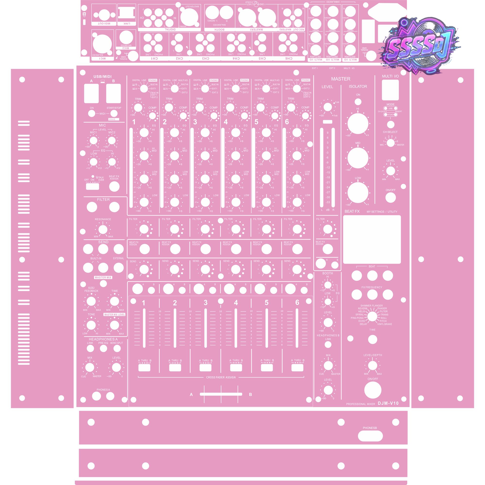 DJM-V10 DJ Mixer Skin - Barbie Pink Solid Color Design