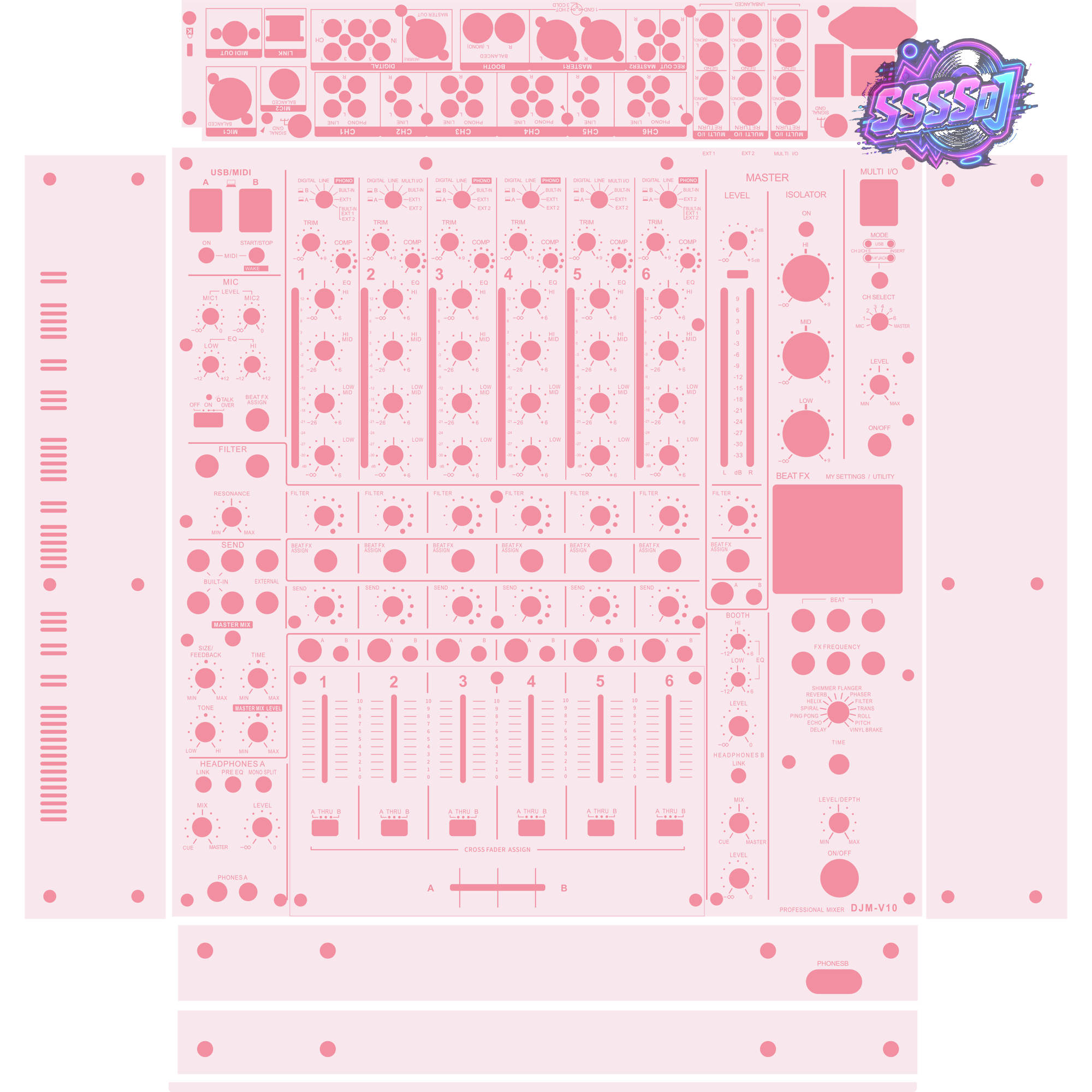 DJM-V10 DJ Mixer Skin - Light Pink Solid Color Design