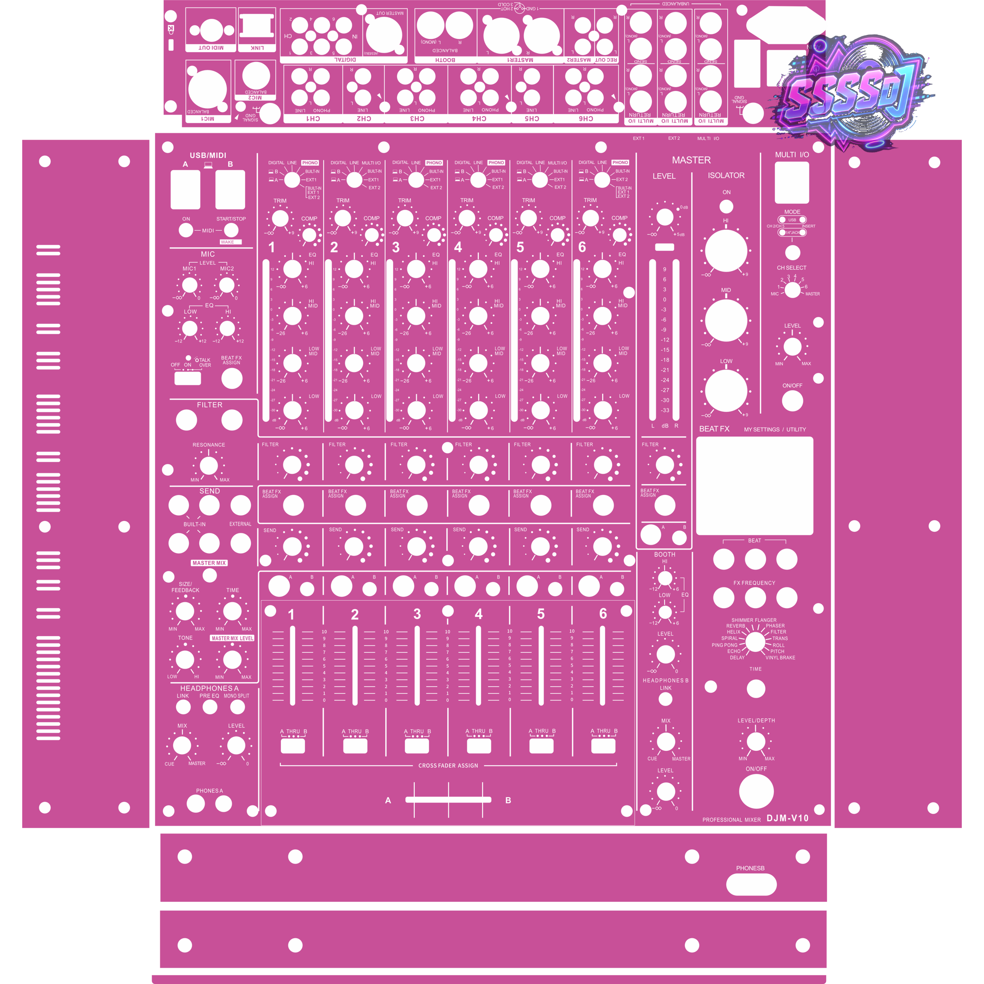 DJM-V10 DJ Mixer Skin - Pink Purple Solid Color Design