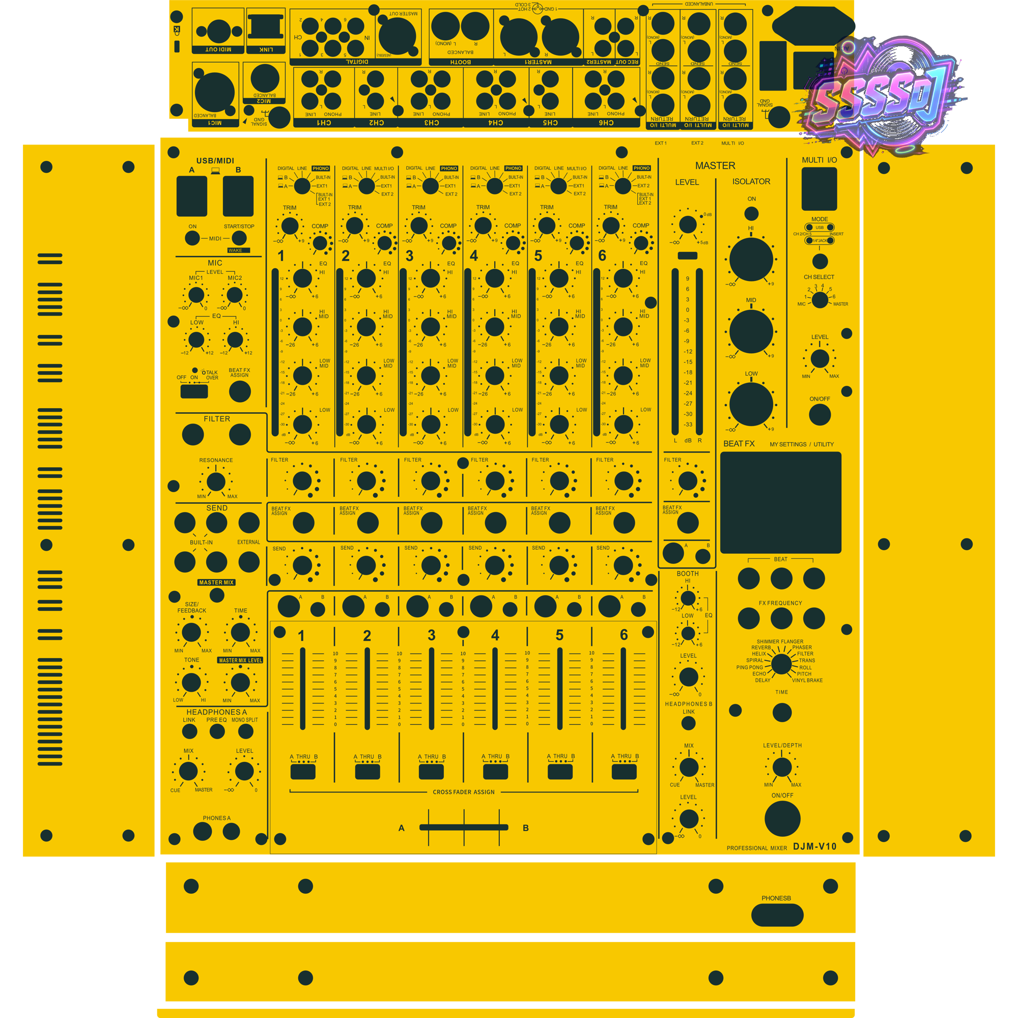DJM-V10 DJ Mixer Skin - Yellow Solid Color Design