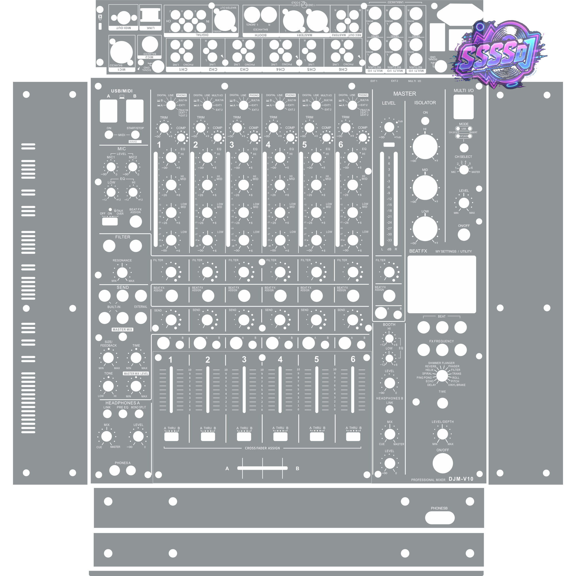 DJM-V10 DJ Mixer Skin - Gray Solid Color Design