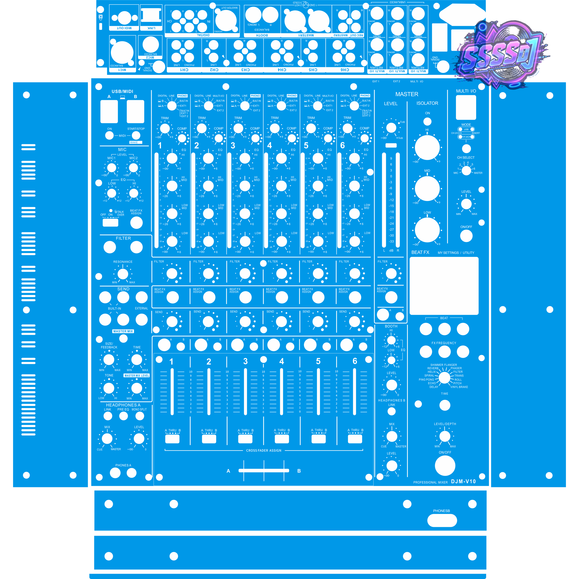 DJM-V10 DJ Mixer Skin - Blue Solid Color Design