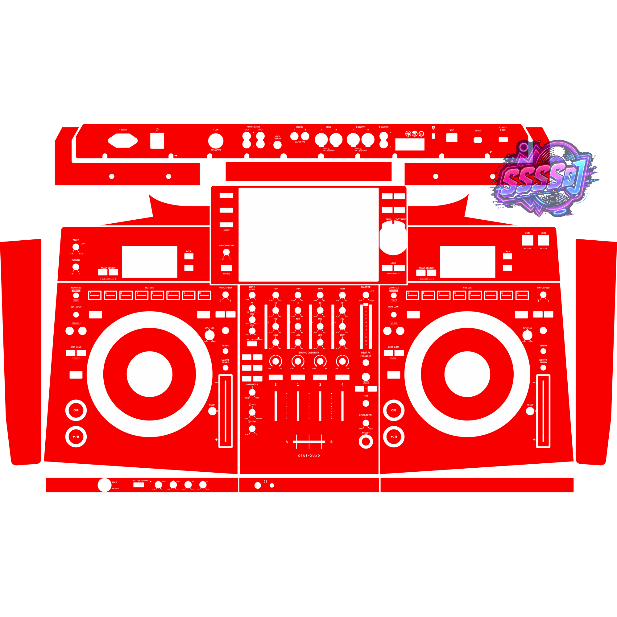 OPUS-QUAD Integrated DJ System Skin - Red Solid Color Design