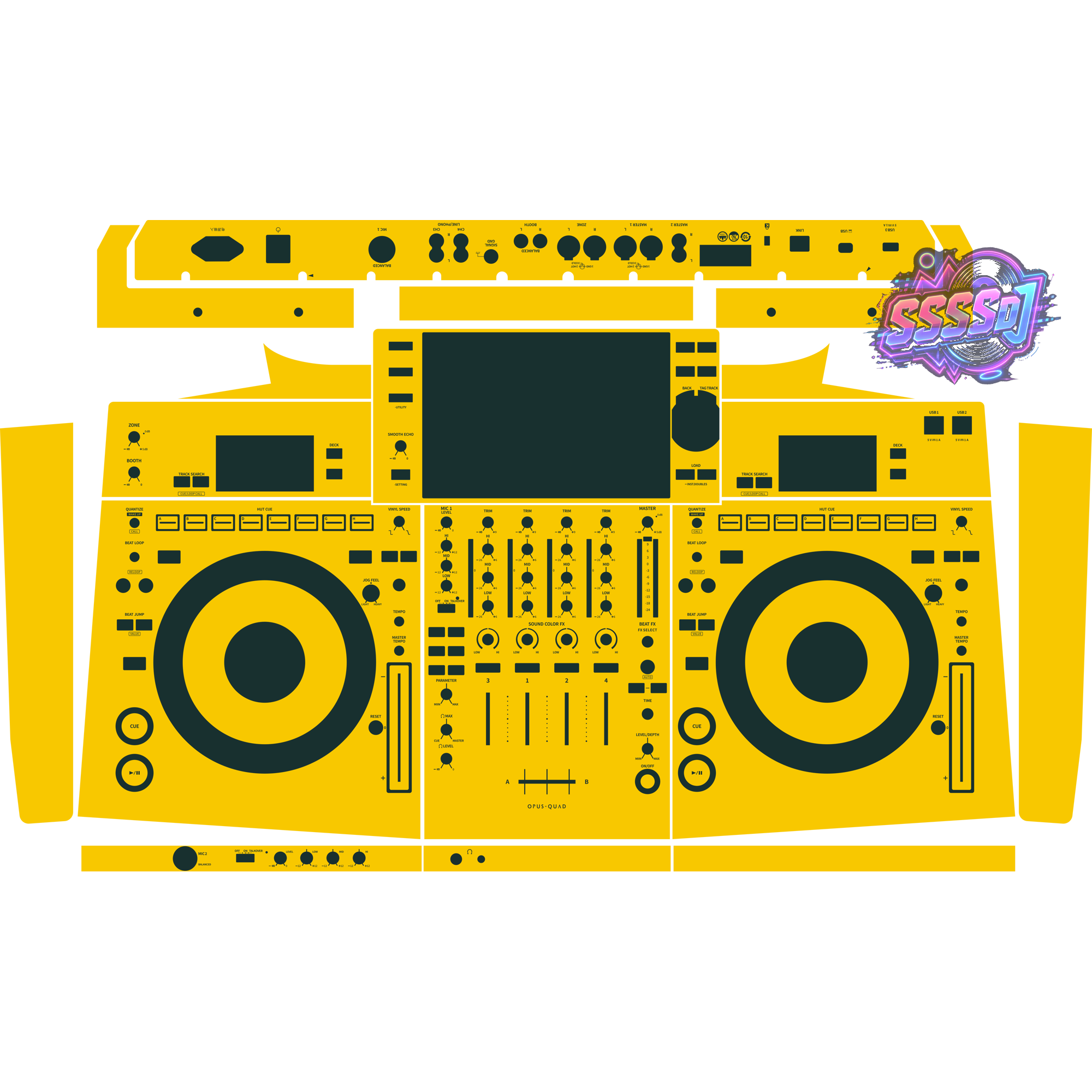 OPUS-QUAD Integrated DJ System Skin - Yellow Solid Color Design
