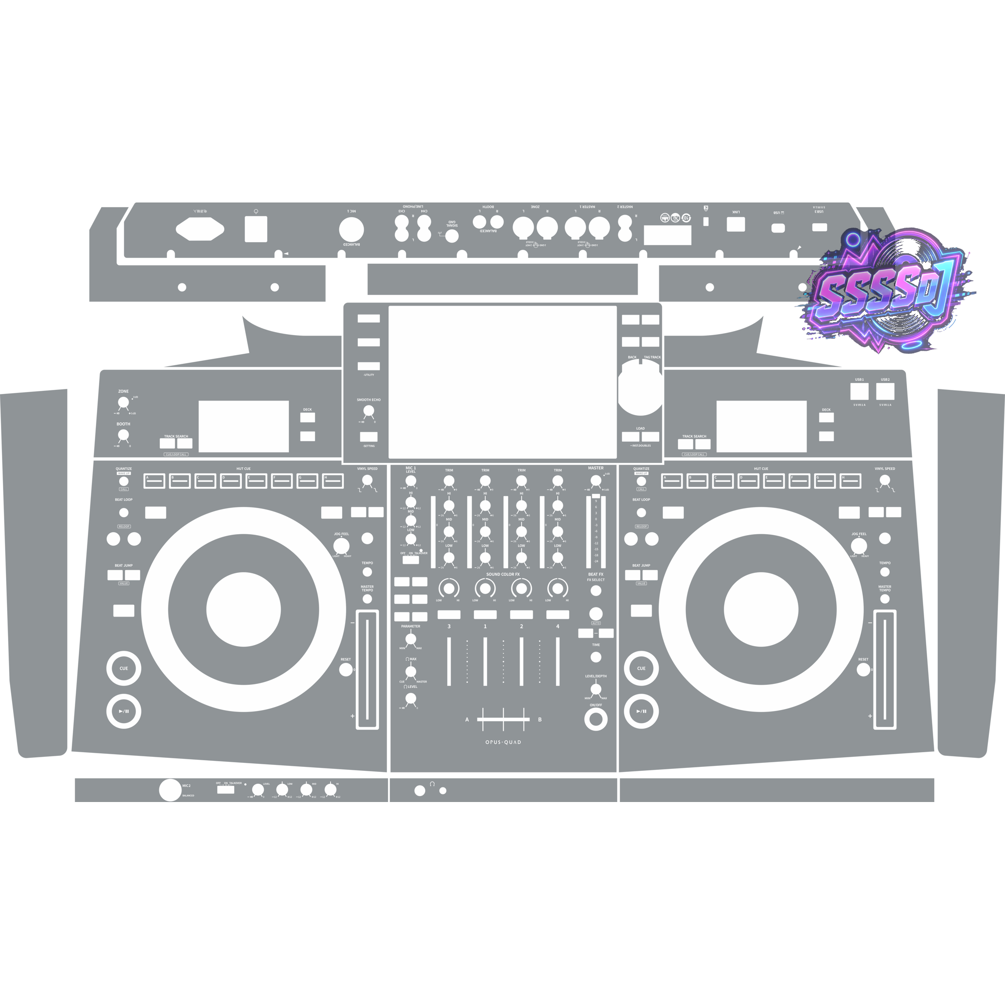OPUS-QUAD Integrated DJ System Skin - Gray Solid Color Design