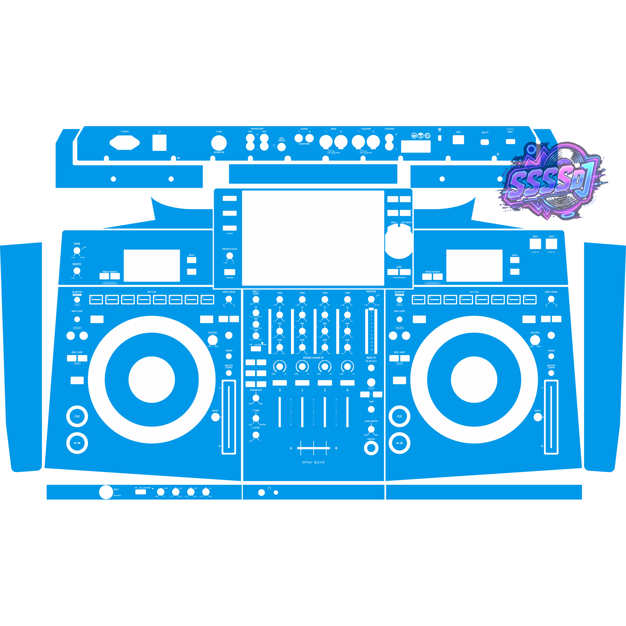 OPUS-QUAD Integrated DJ System Skin - Blue Solid Color Design