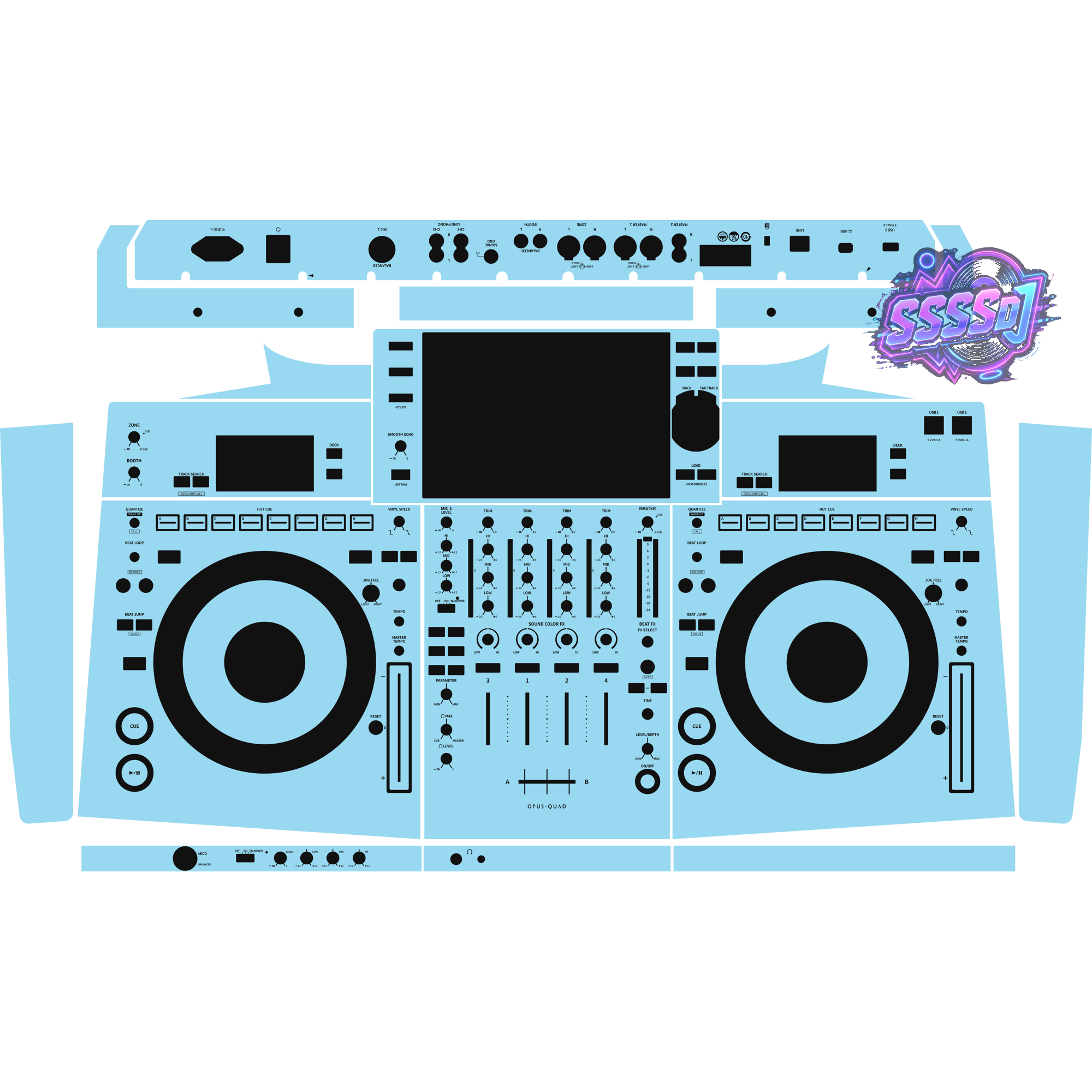 OPUS-QUAD Integrated DJ System Skin - Sky Blue Solid Color Design
