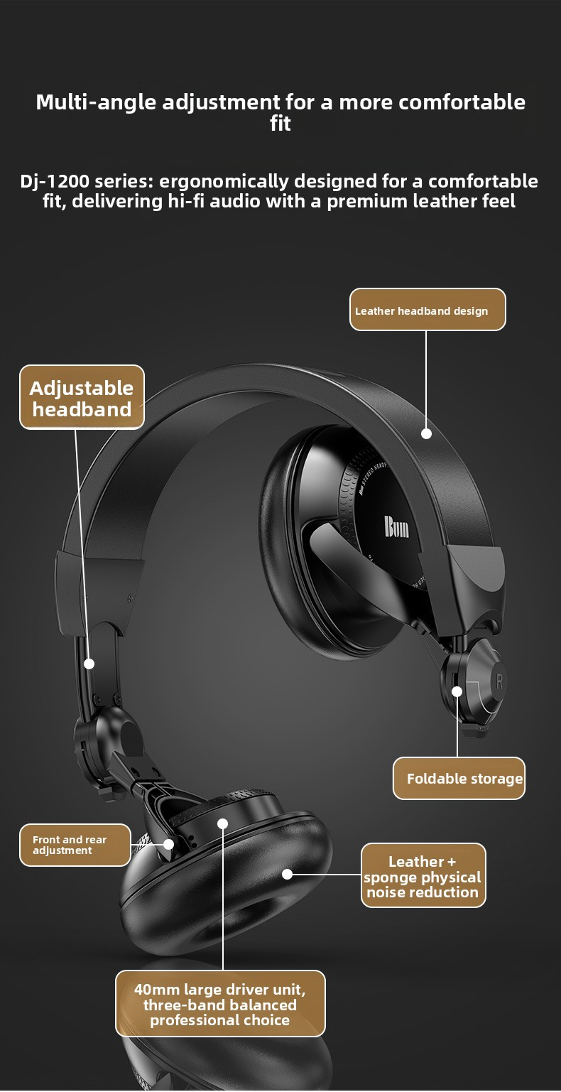 BUM-1200 Professional DJ Monitoring Headphones