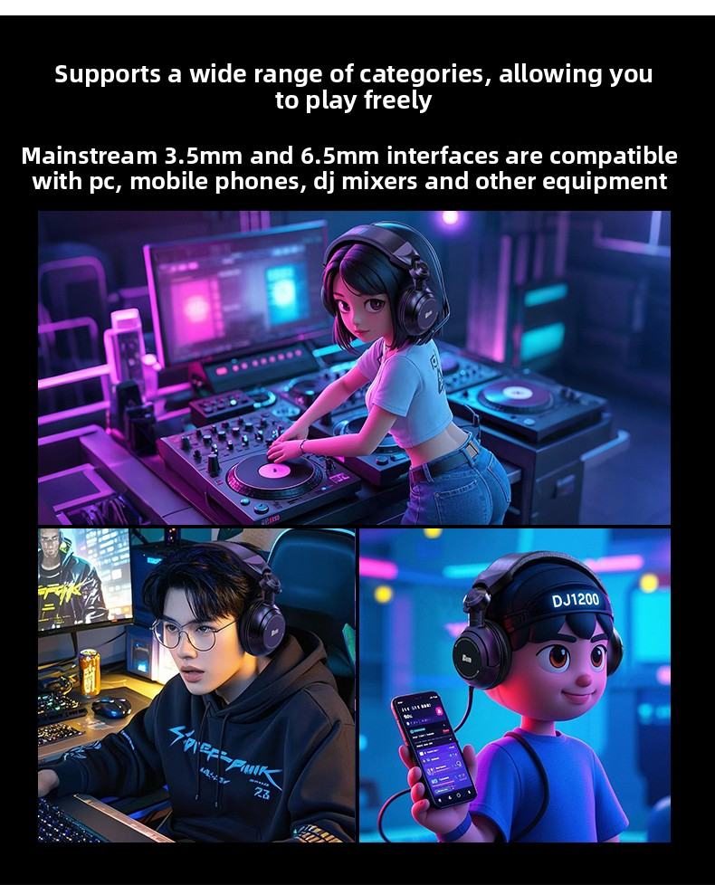 BUM-1200 Professional DJ Monitoring Headphones