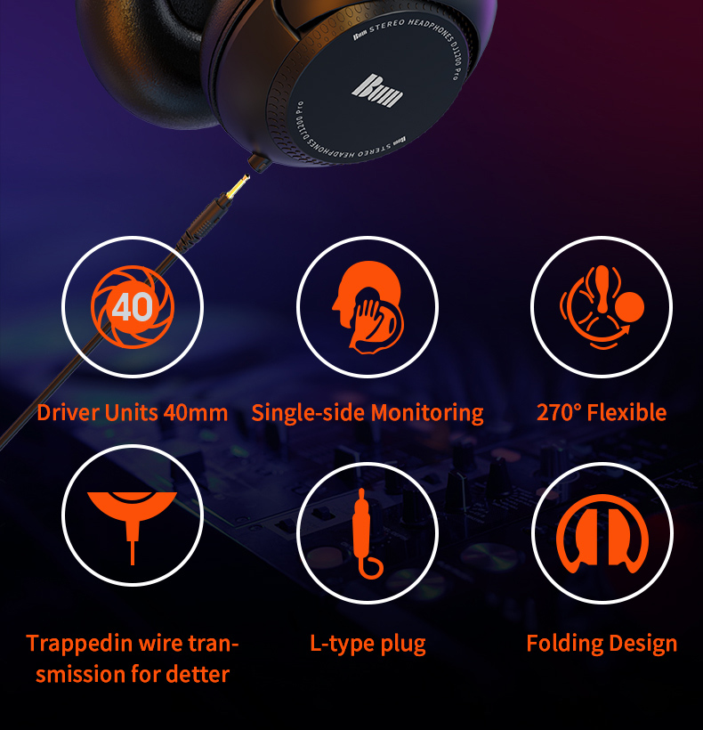 BUM-1200 Professional DJ Monitoring Headphones