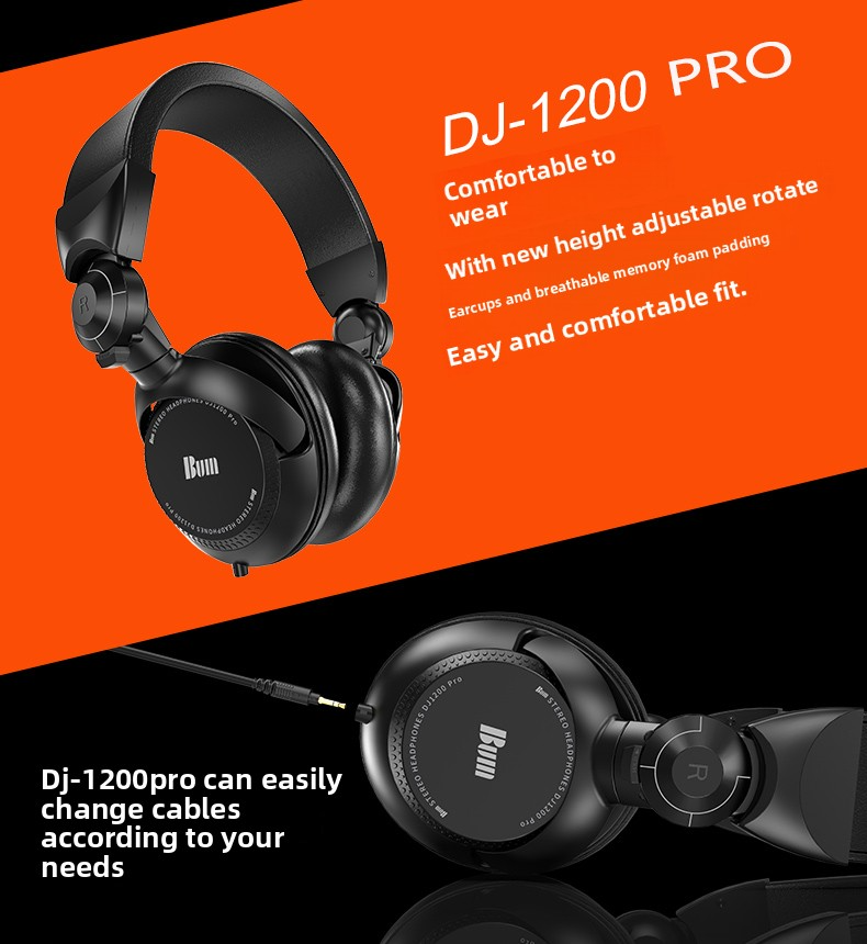 BUM-1200 Professional DJ Monitoring Headphones