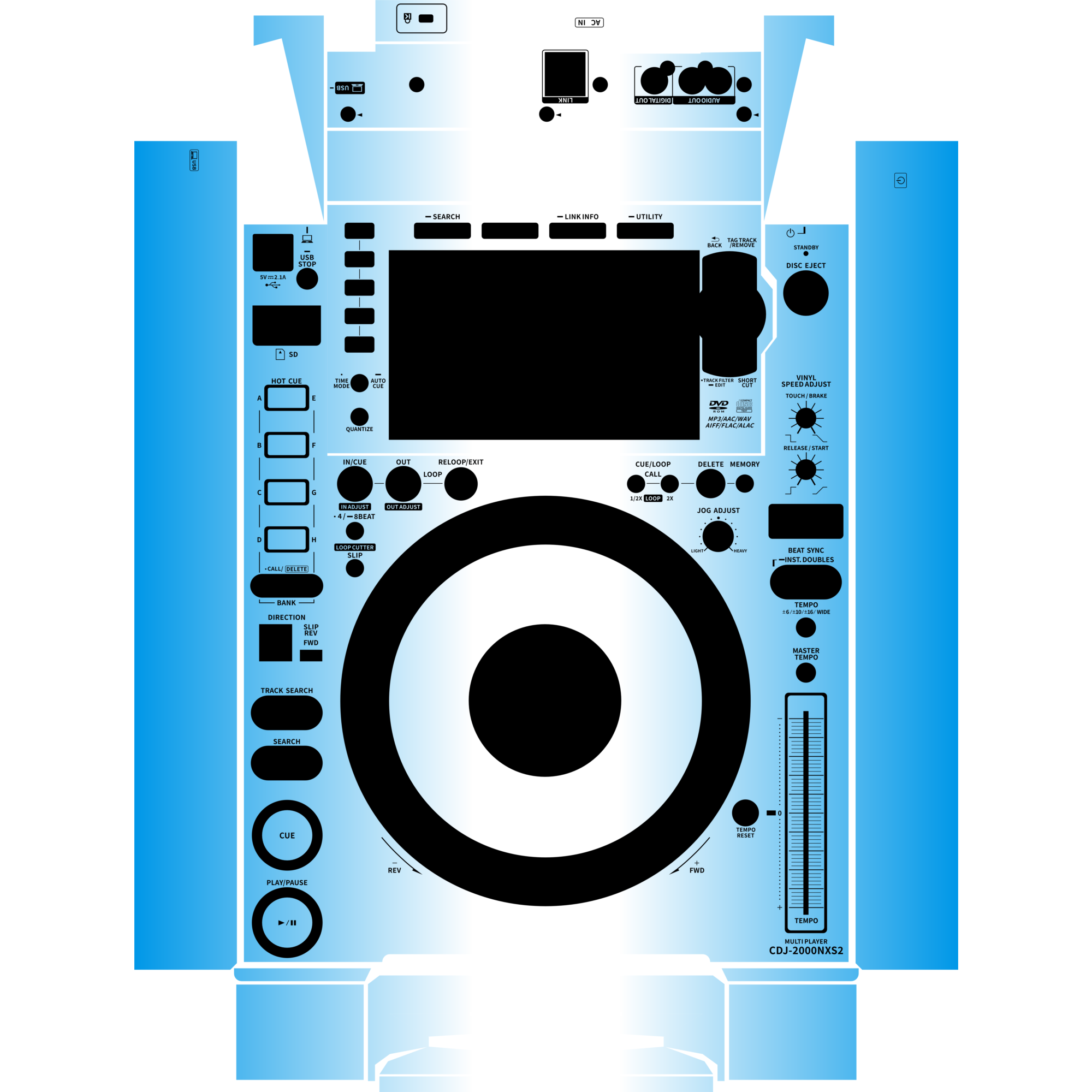 CDJ-2000NXS2 Gradient Blue DJ Skin