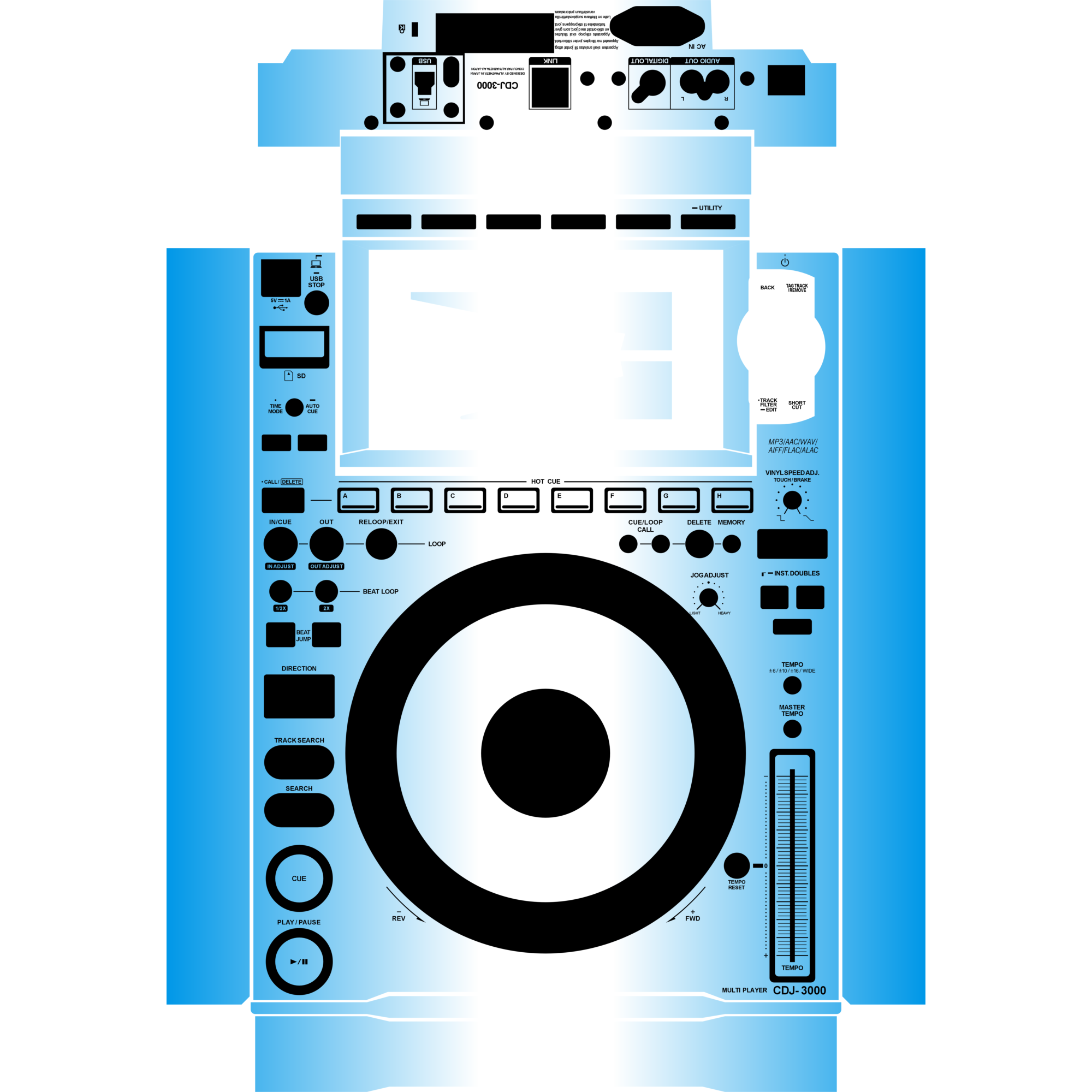 CDJ-3000 Gradient Blue DJ Skin