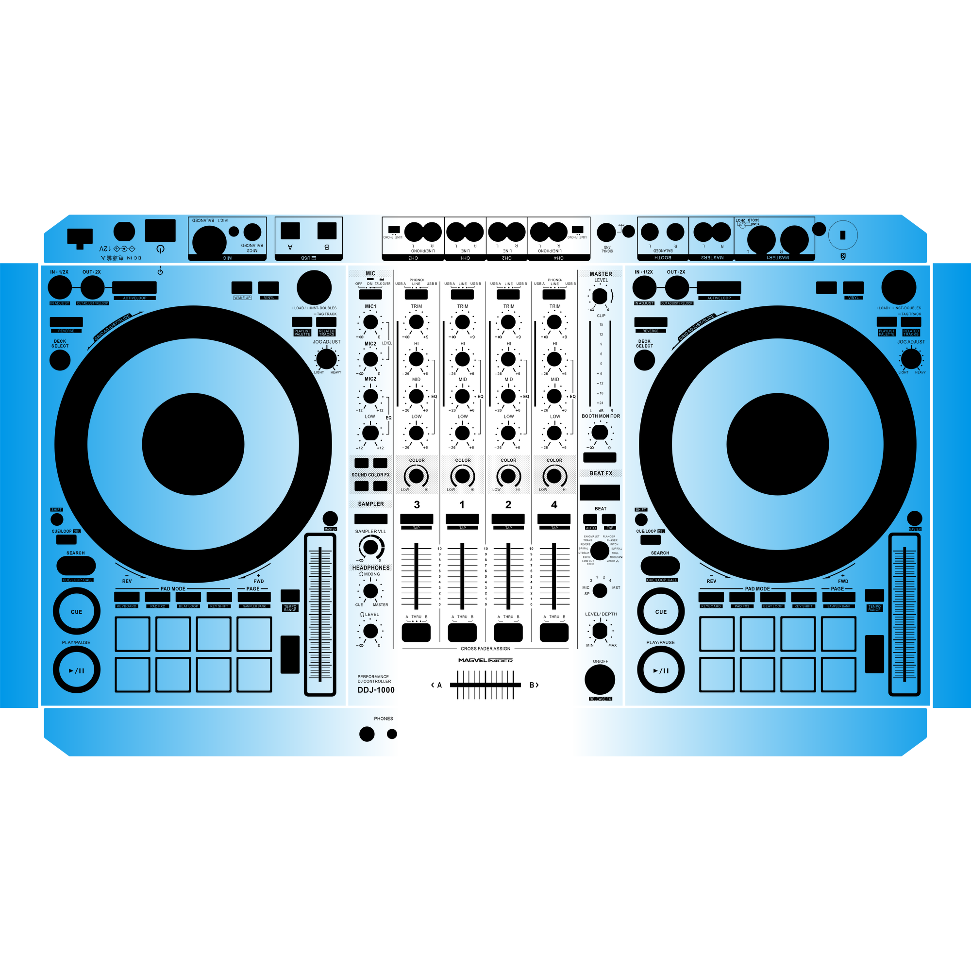 DDJ-1000 Gradient Blue DJ Skin