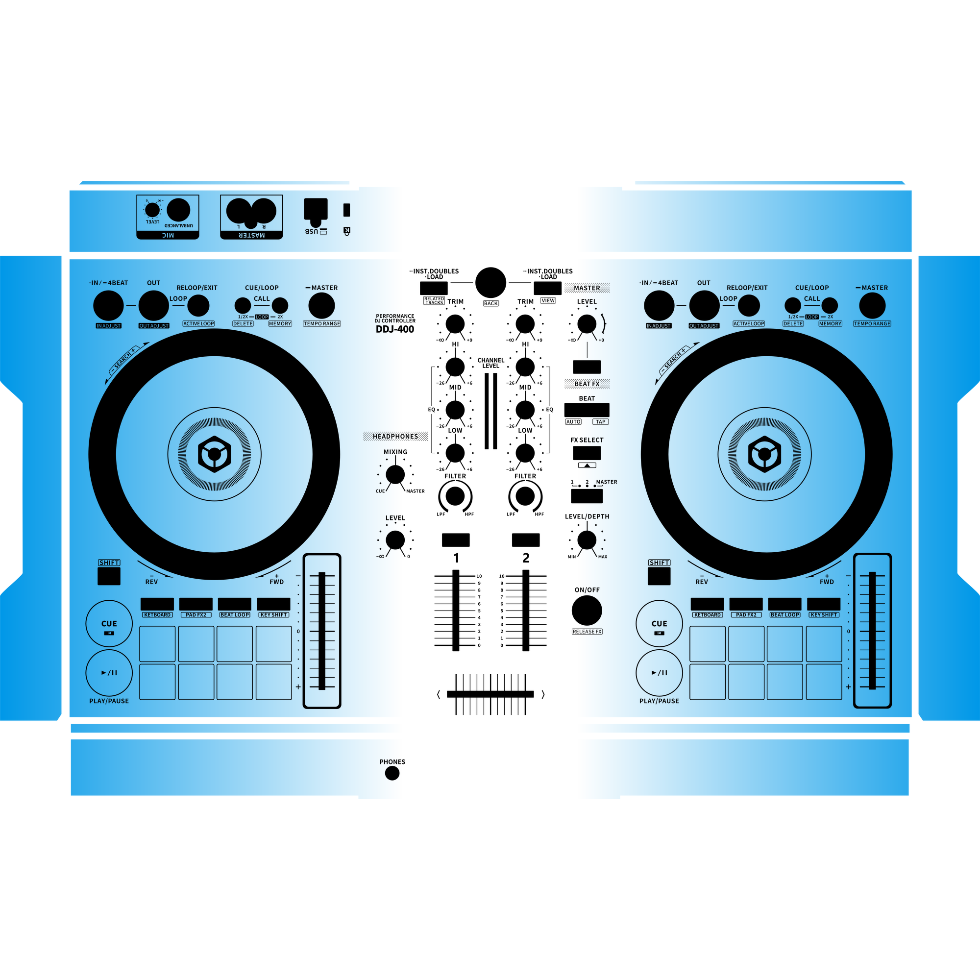 DDJ-400 Gradient Blue DJ Skin