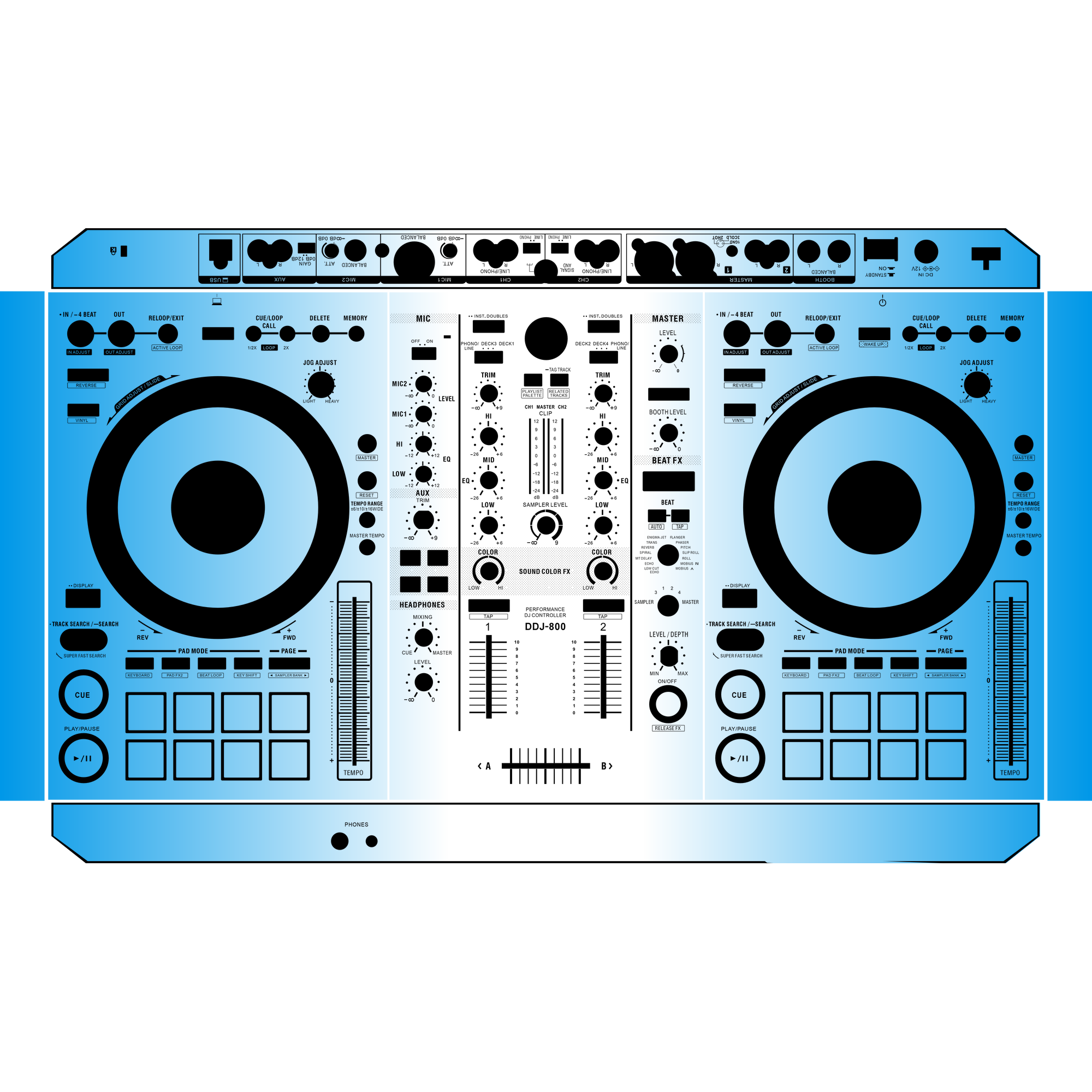 DDJ-800 Gradient Blue DJ Skin