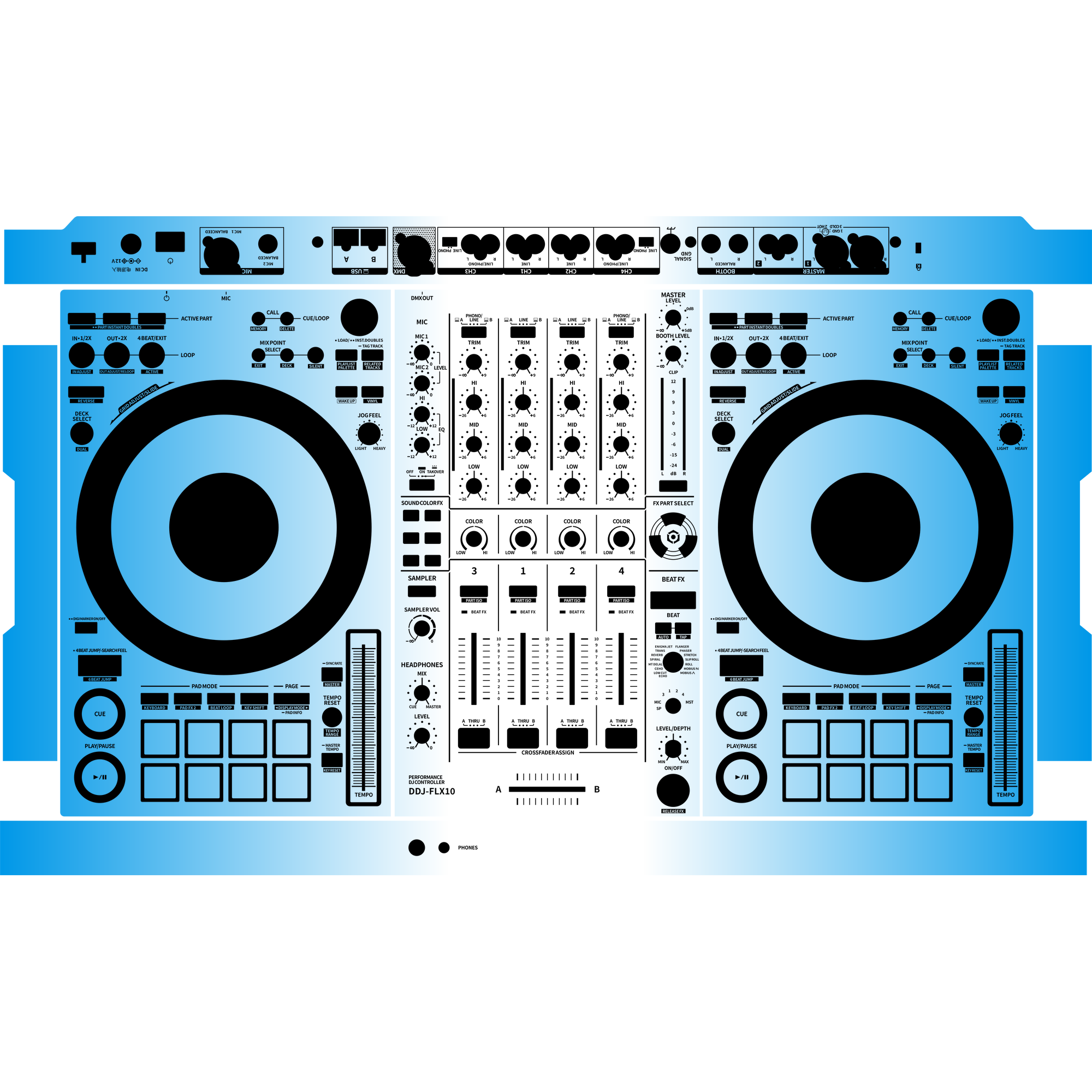 DDJ-FLX10 Gradient Blue DJ Skin