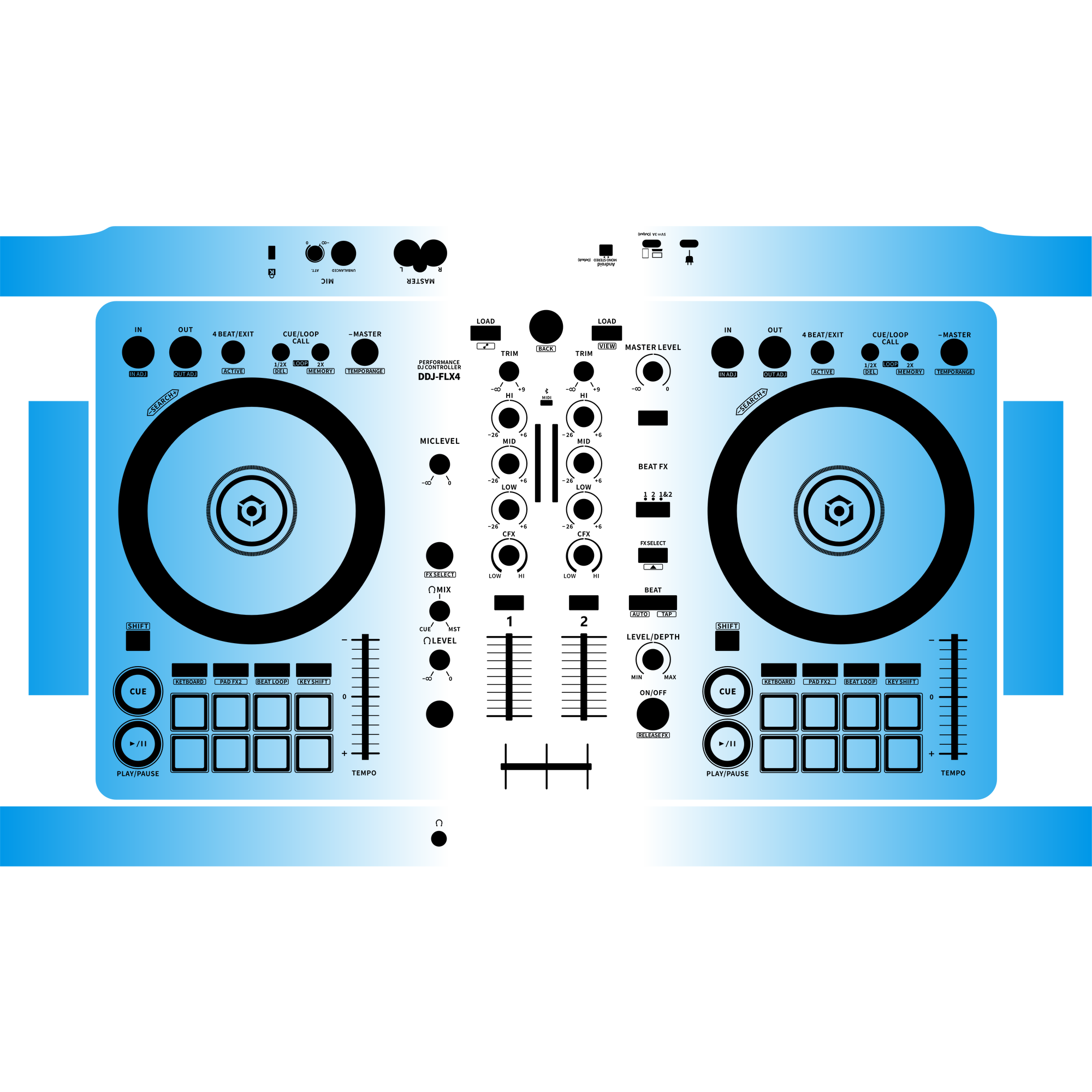 DDJ-FLX4 Gradient Blue DJ Skin