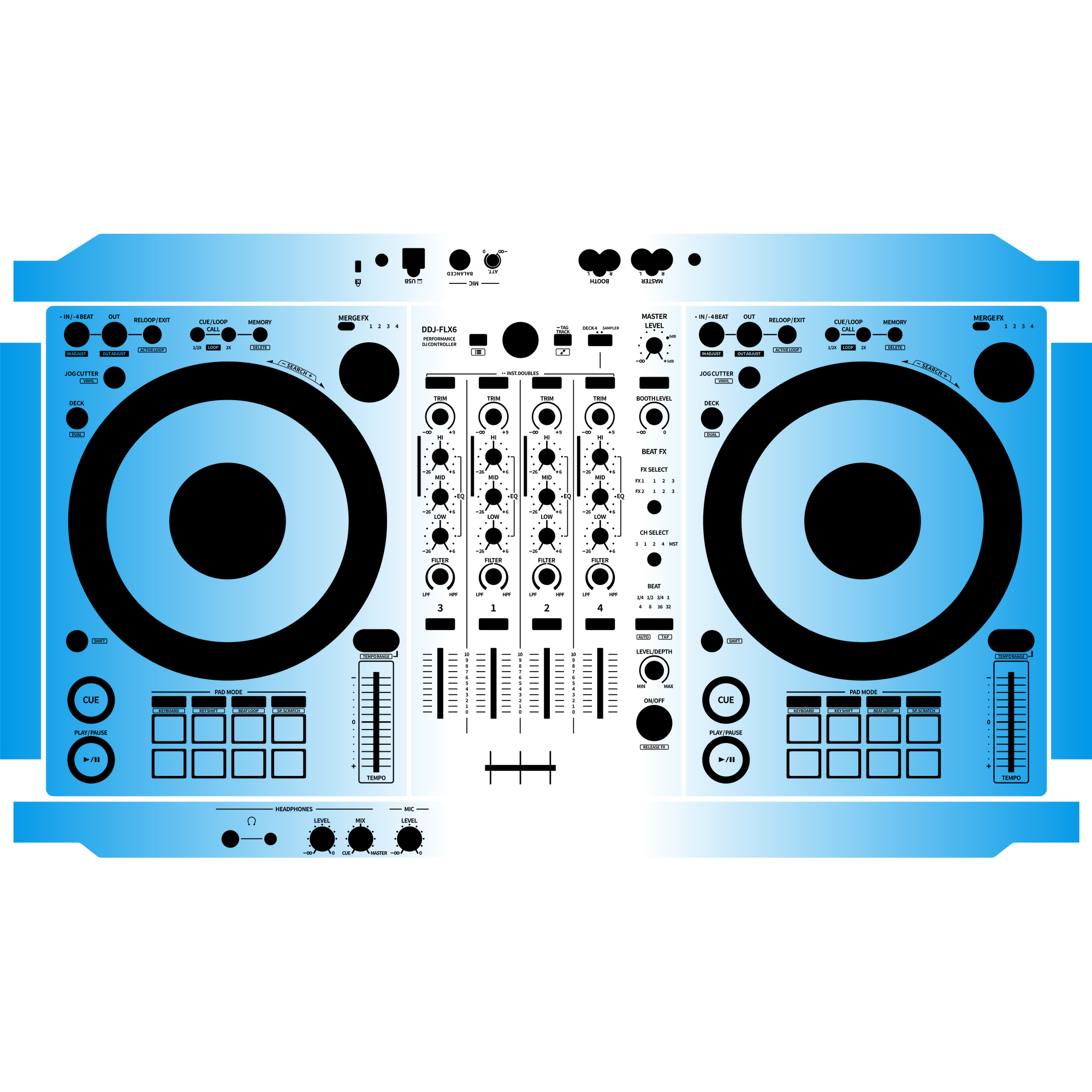 DDJ-FLX6 Gradient Blue DJ Skin
