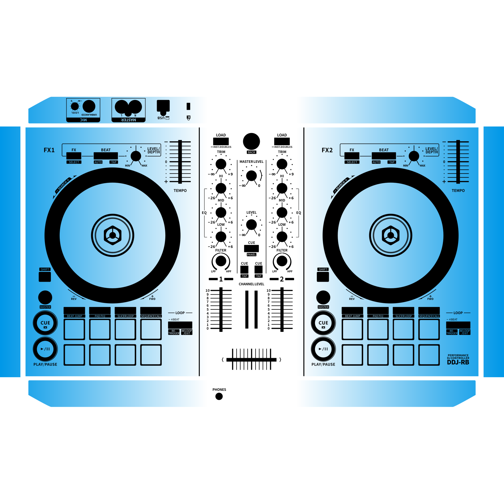 DDJ-RB Gradient Blue DJ Skin
