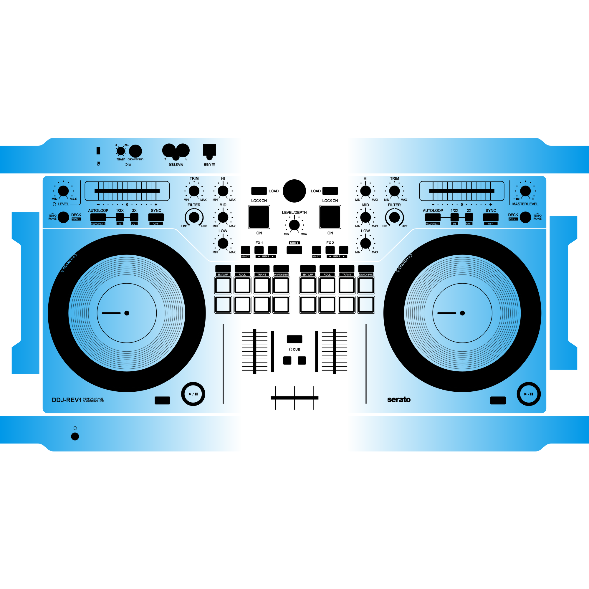 DDJ-REV1 Gradient Blue DJ Skin