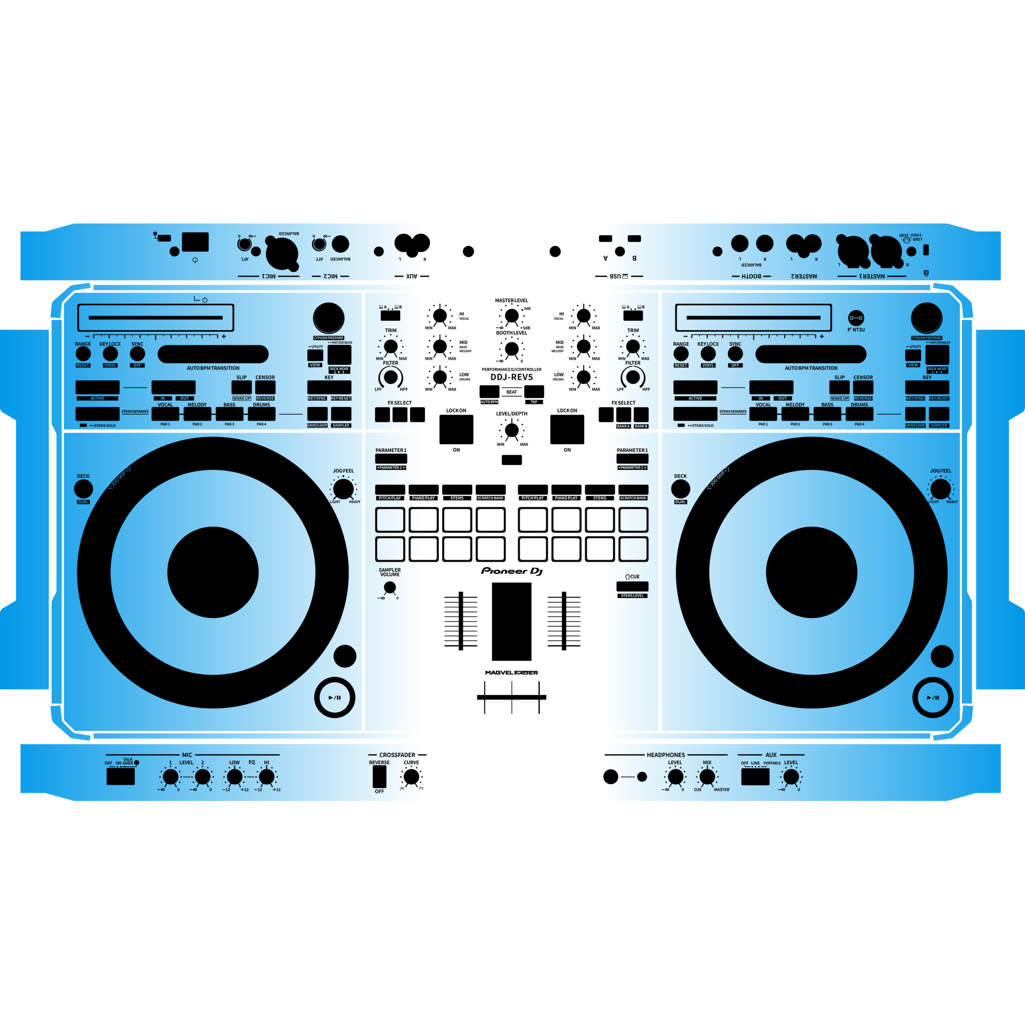 DDJ-REV5 Gradient Blue DJ Skin