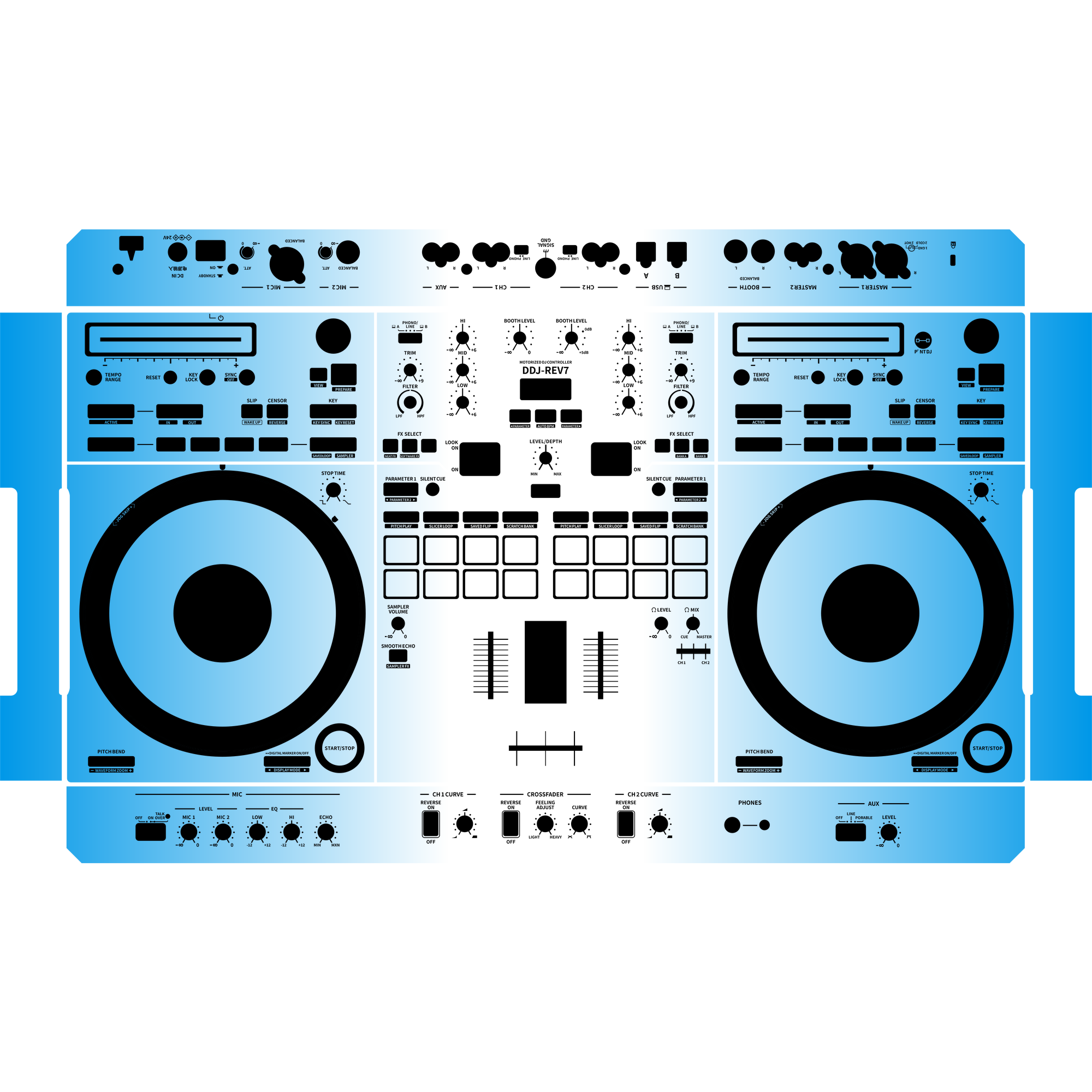 DDJ-REV7 Gradient Blue DJ Skin