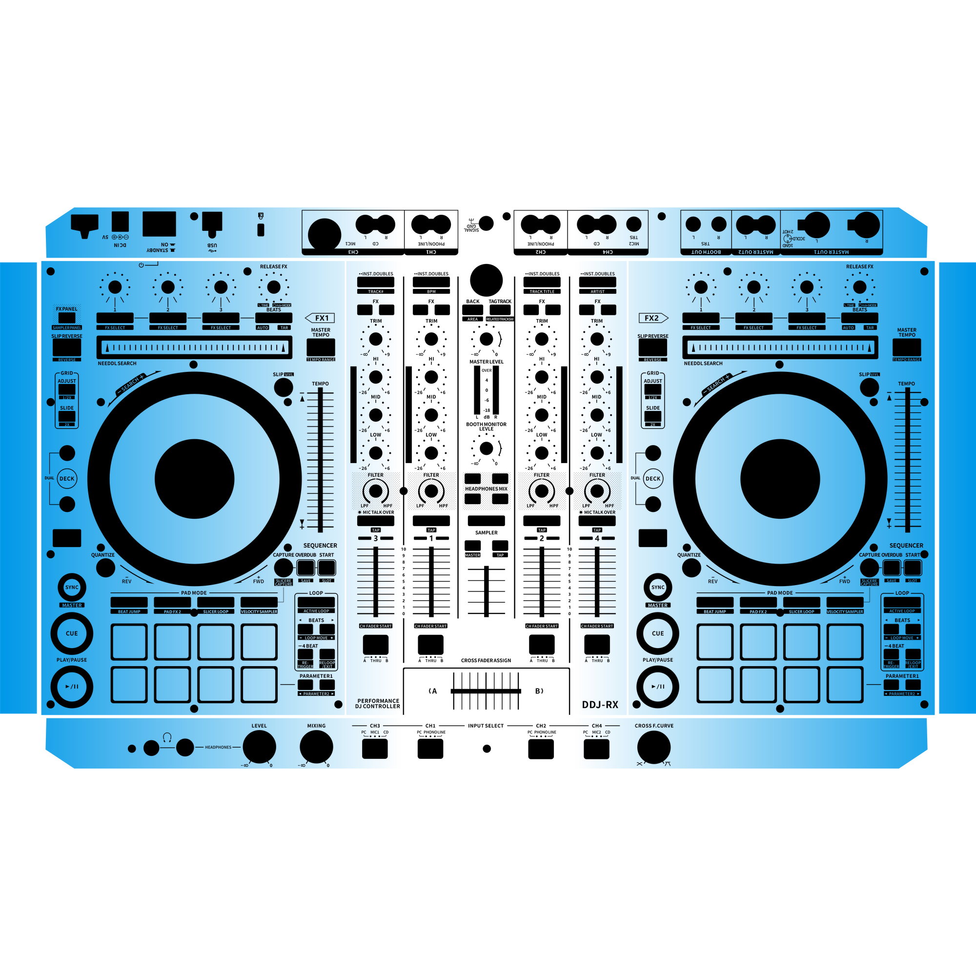 DDJ-RX Gradient Blue DJ Skin