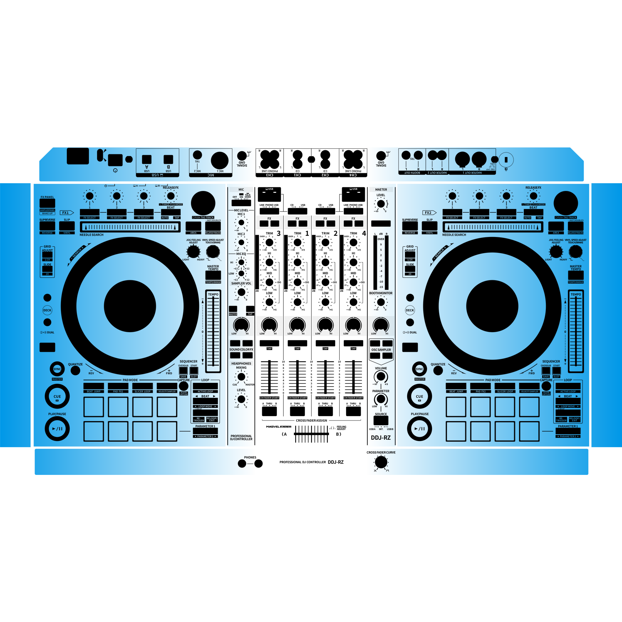 DDJ-RZ Gradient Blue DJ Skin