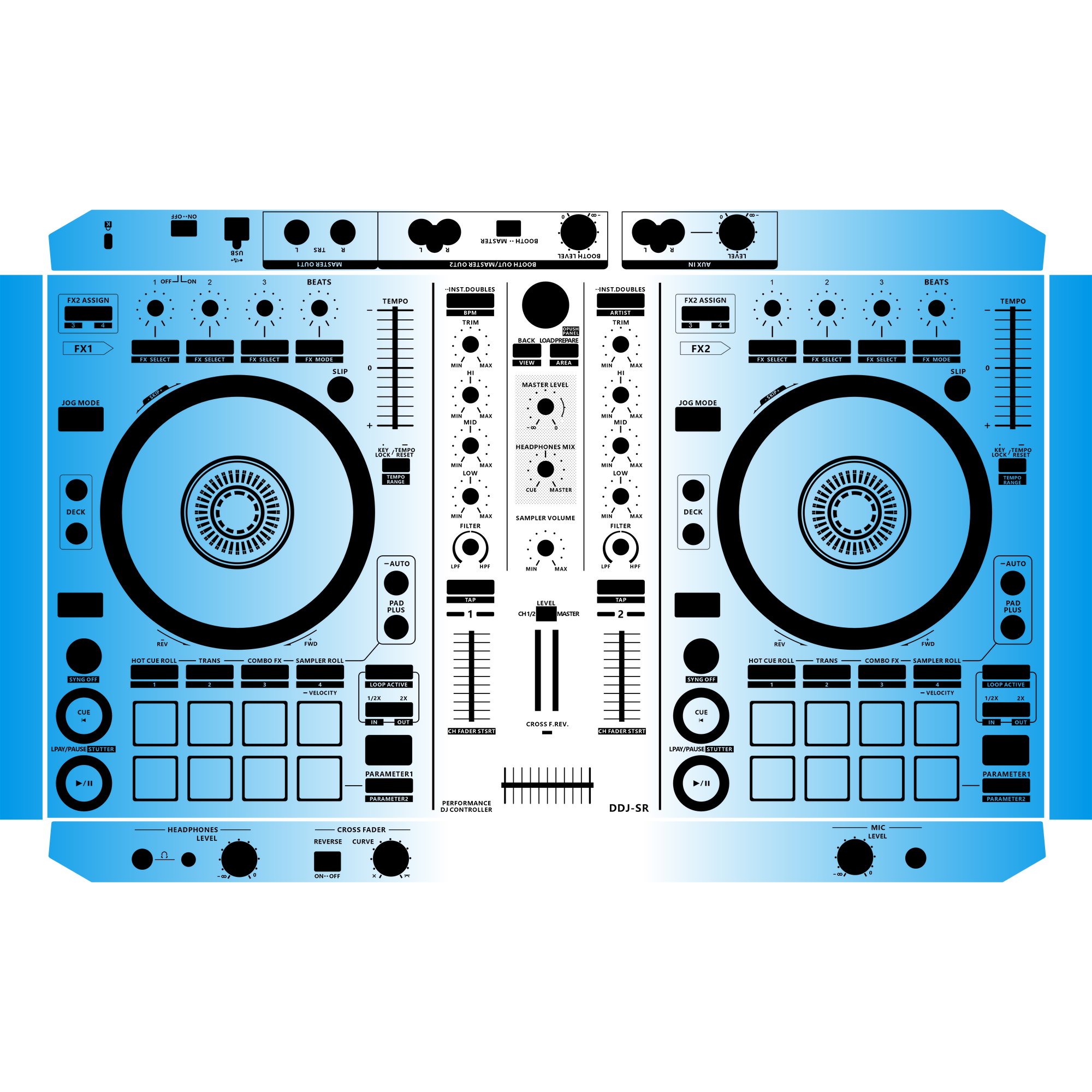 DDJ-SR Gradient Blue DJ Skin