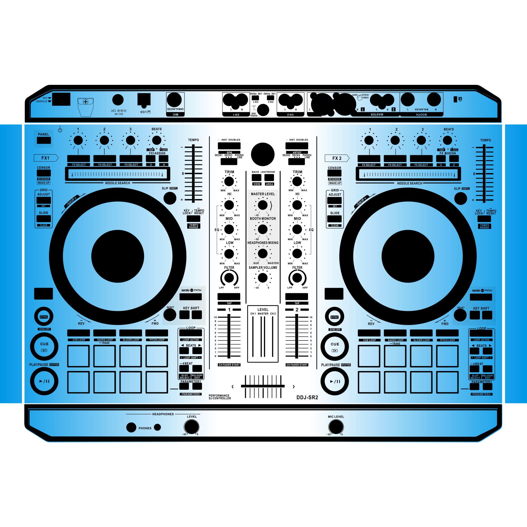 DDJ-SR2 Gradient Blue DJ Skin