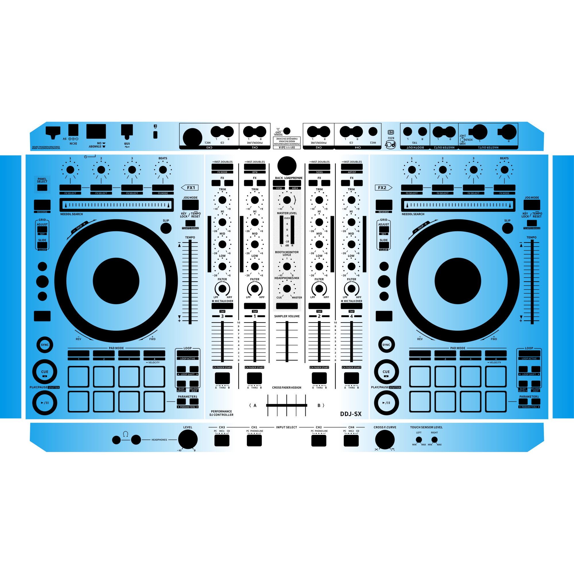 DDJ-SX Gradient Blue DJ Skin