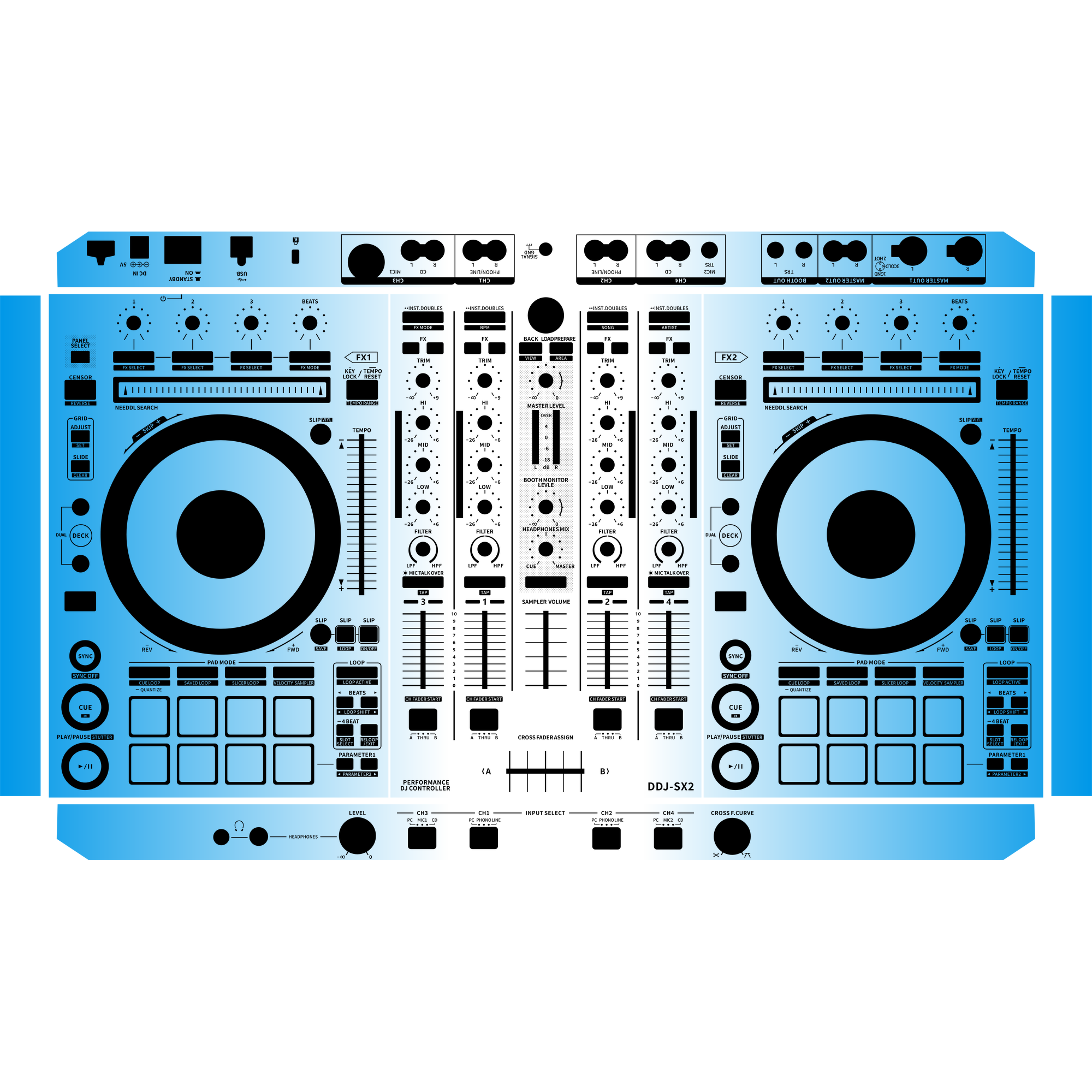DDJ-SX2 Gradient Blue DJ Skin