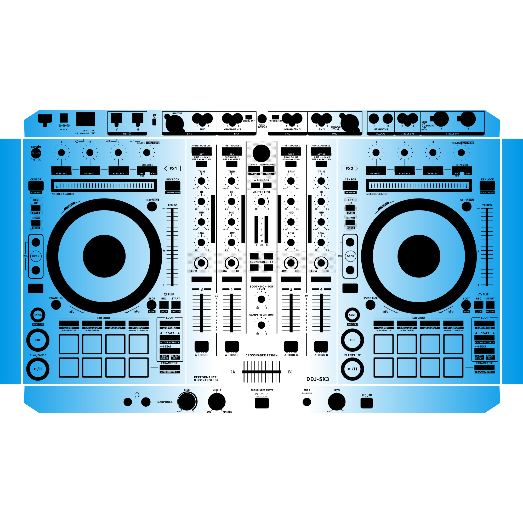 DDJ-SX3 Gradient Blue DJ Skin
