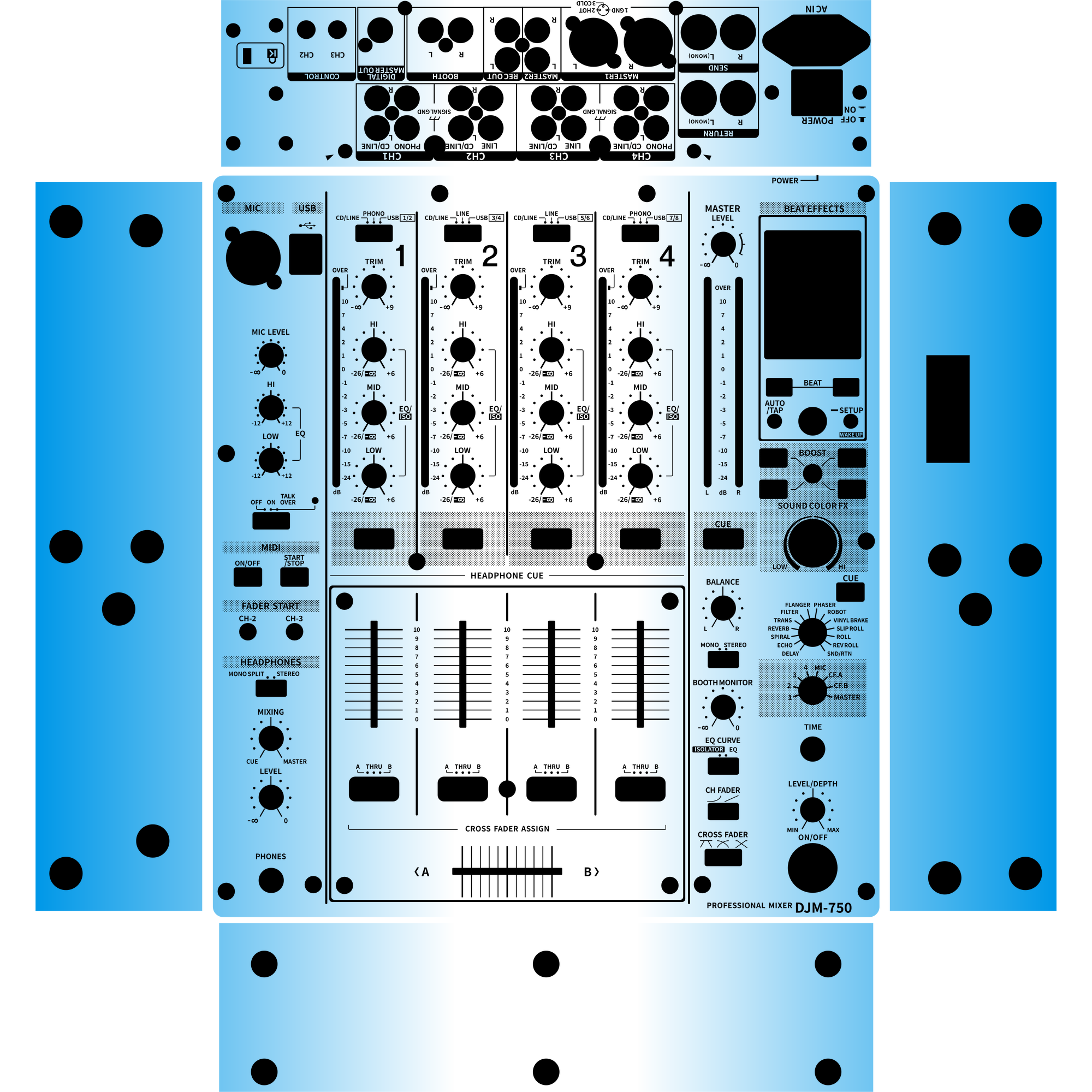 DJM-750 Gradient Blue DJ Skin
