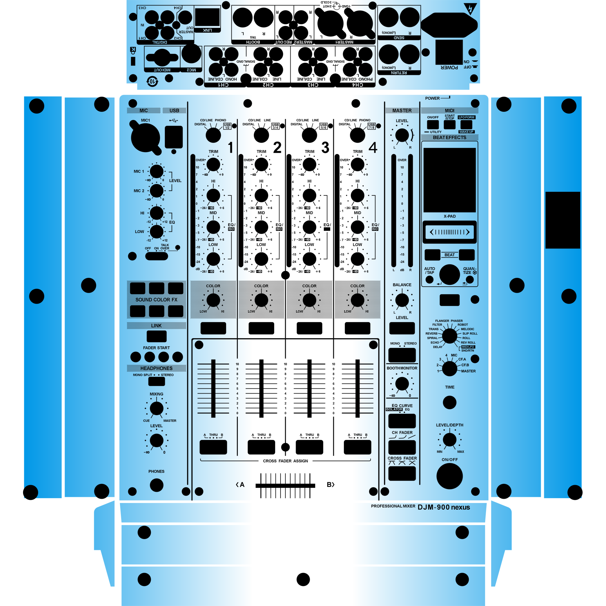 DJM-900NEXUS Gradient Blue DJ Skin