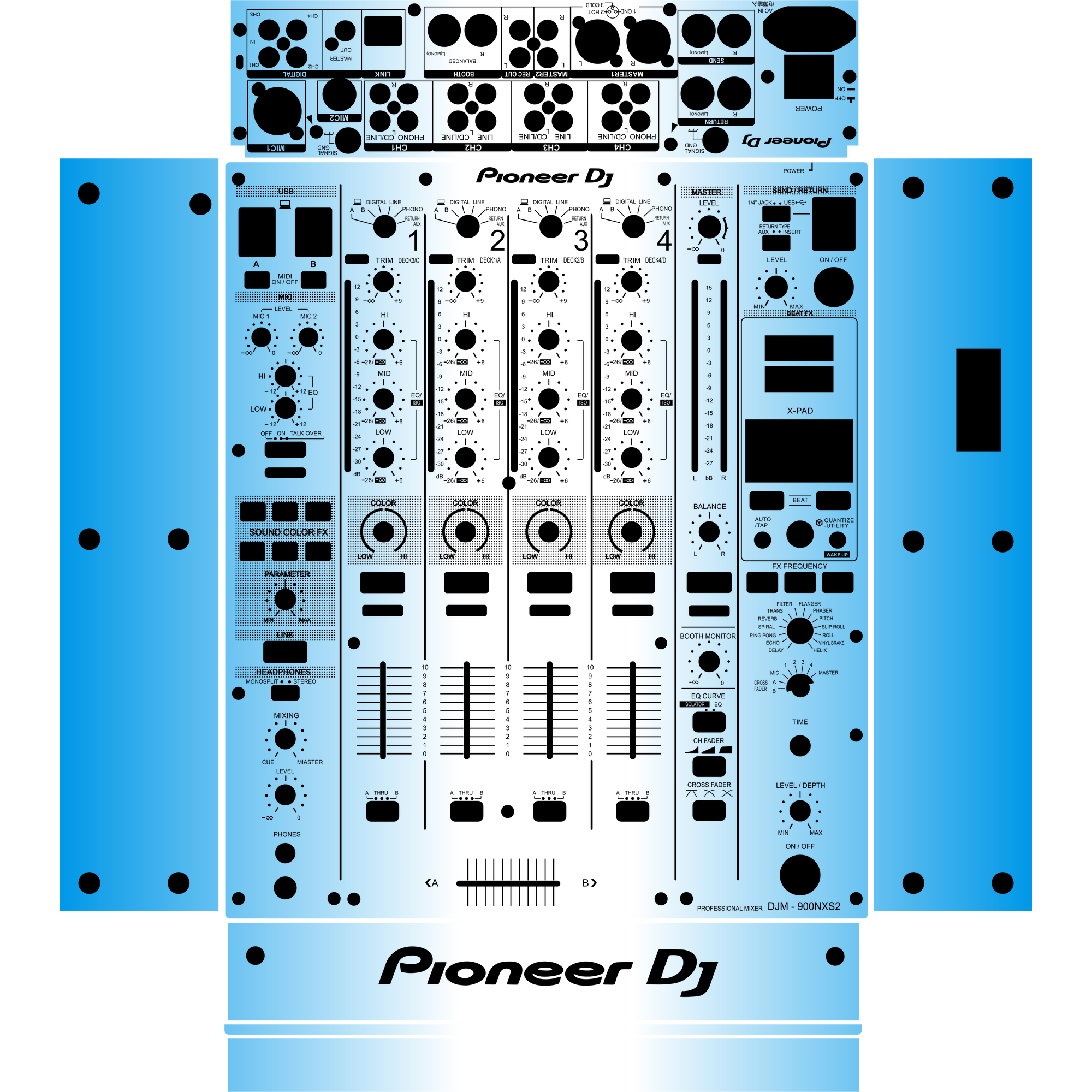 DJM-900NXS2 Gradient Blue DJ Skin
