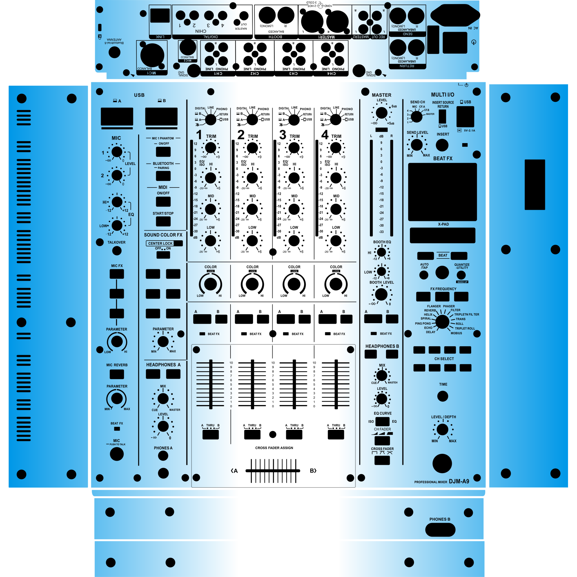 DJM-A9 Gradient Blue DJ Skin