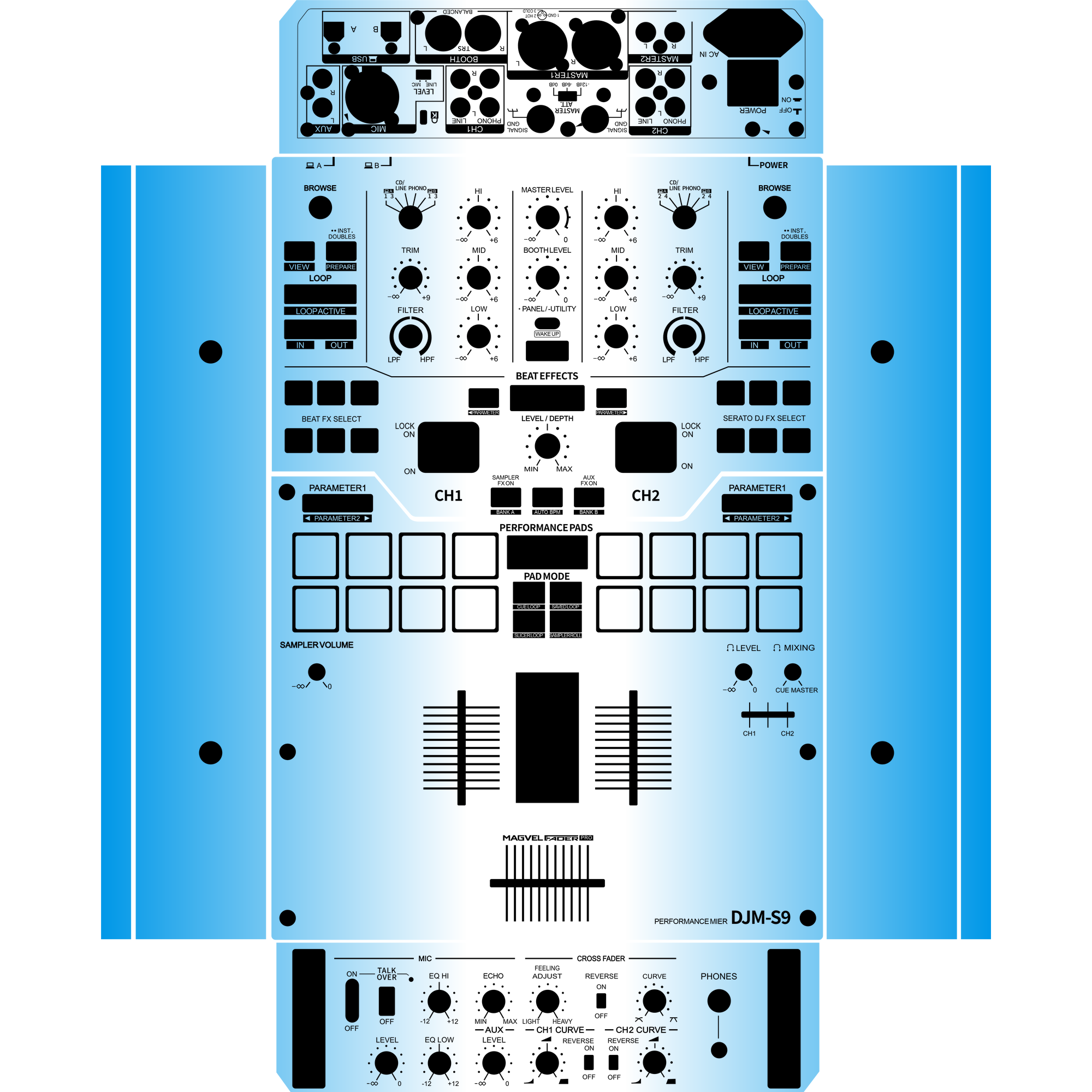DJM-S9 Gradient Blue DJ Skin