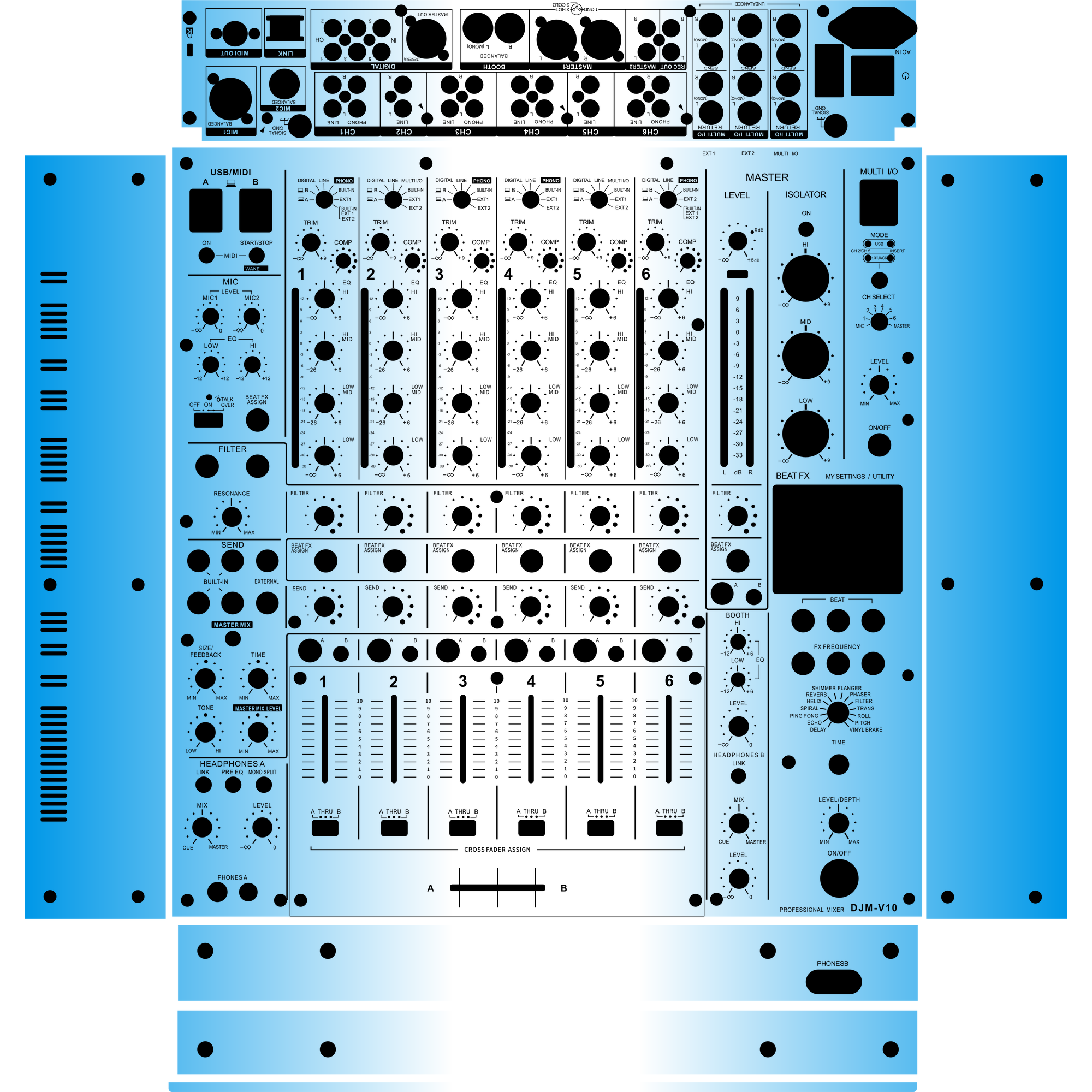 DJM-V10 Gradient Blue DJ Skin