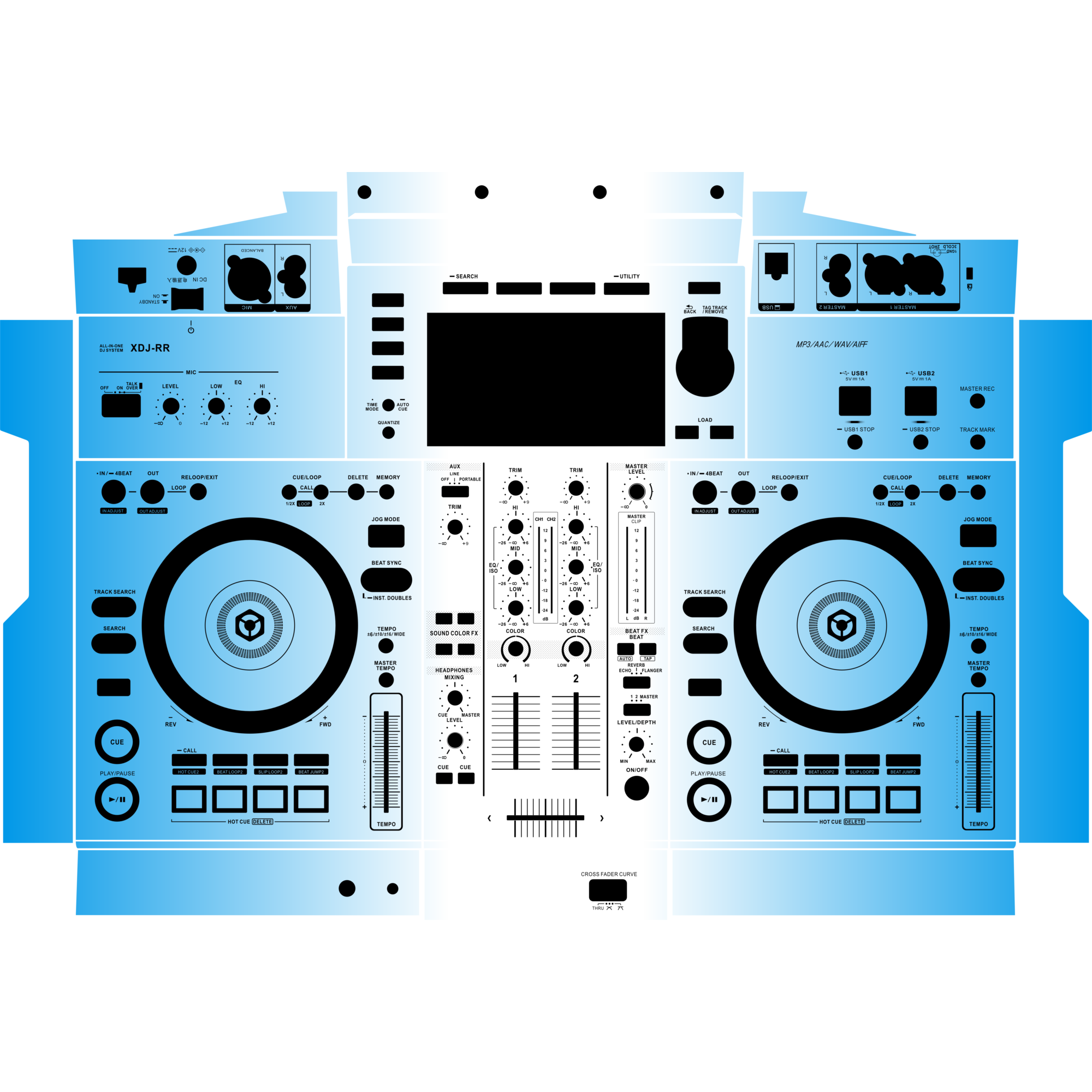 XDJ-RR Gradient Blue DJ Skin