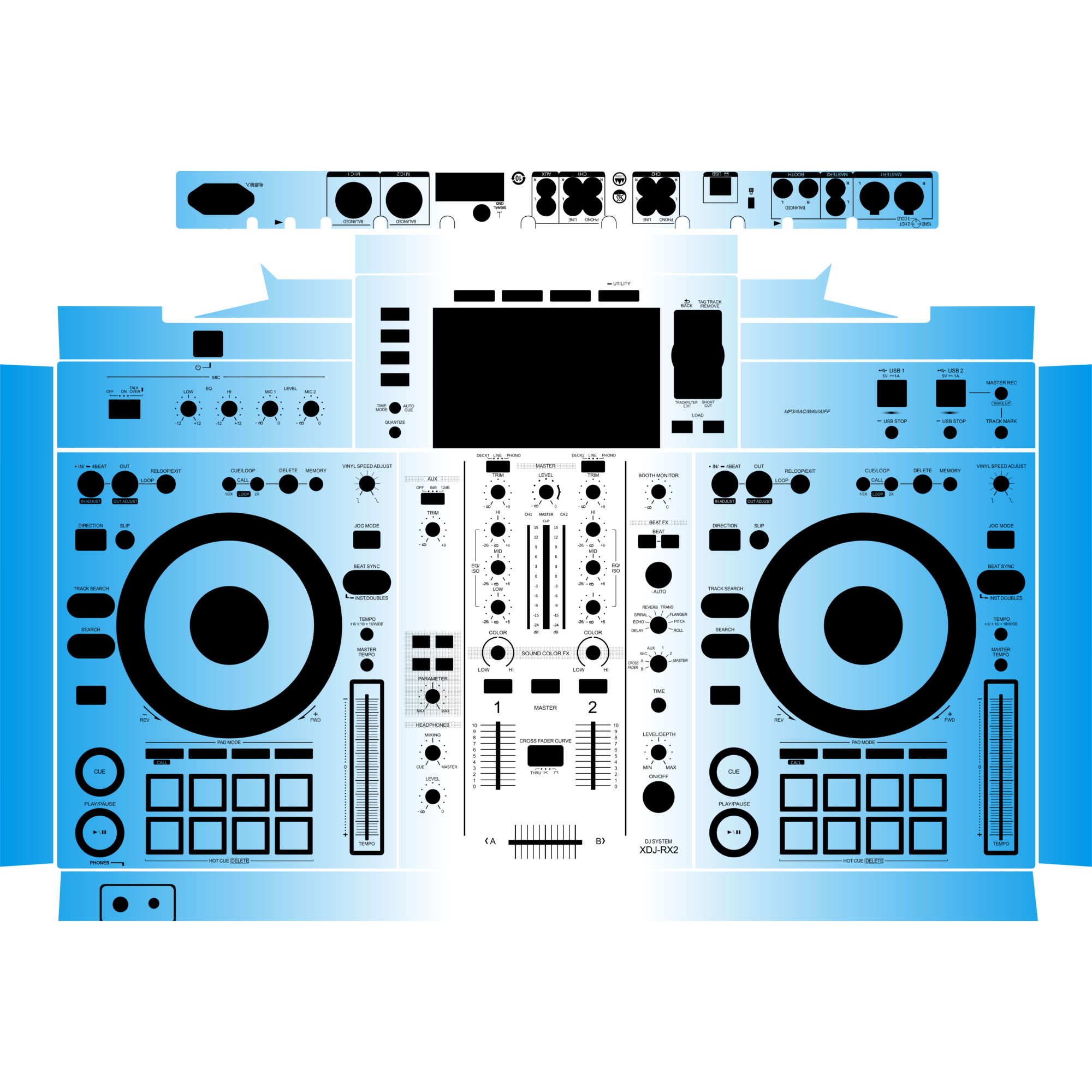 XDJ-RX2 Gradient Blue DJ Skin