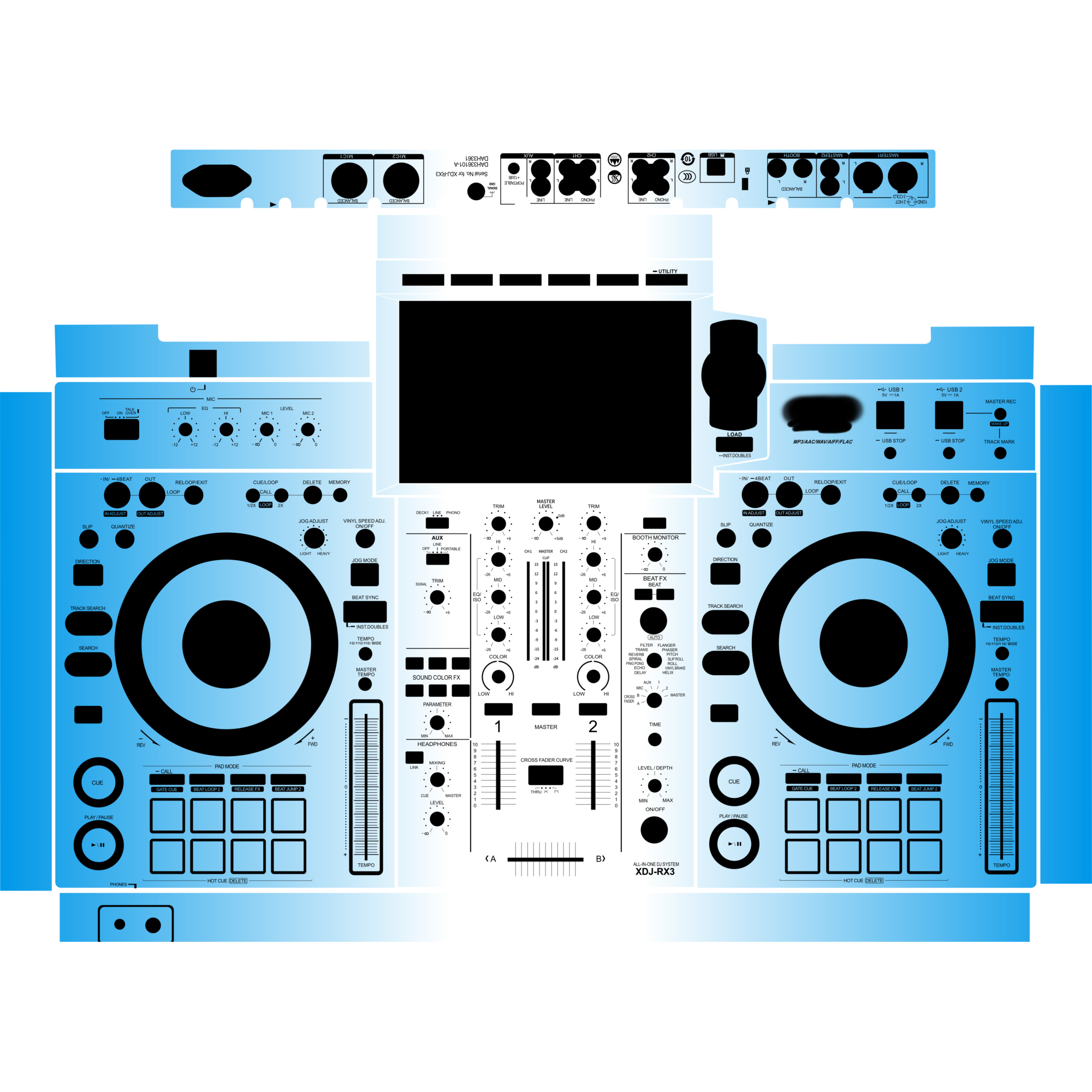 XDJ-RX3 Gradient Blue DJ Skin