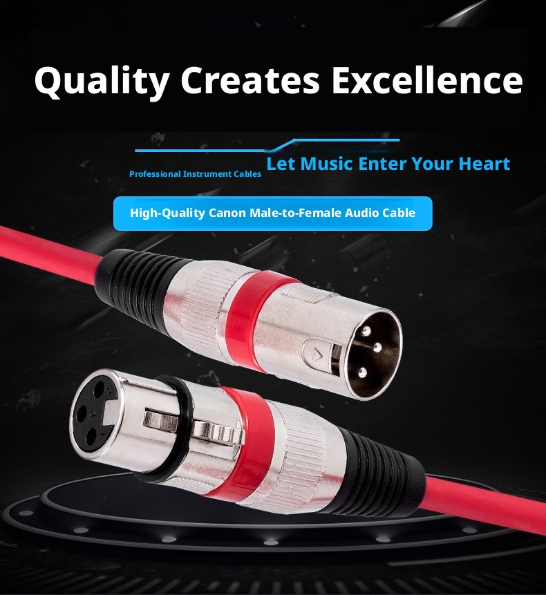Colorful XLR male-to-female microphone cable for DJ and studio detail view 12