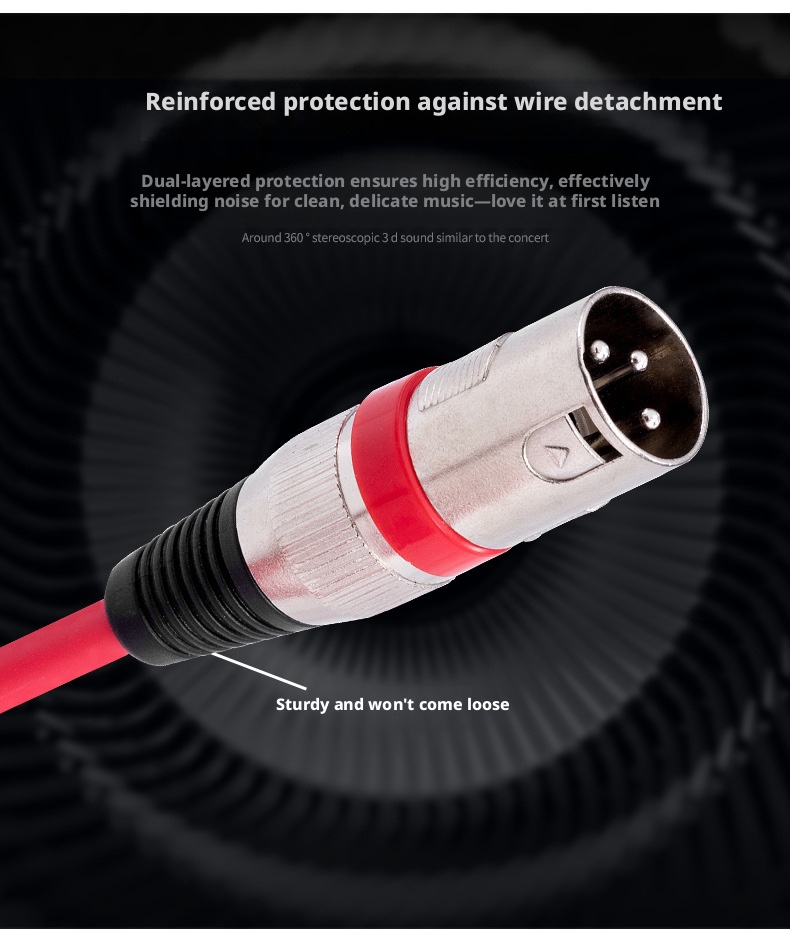 Colorful XLR male-to-female microphone cable for DJ and studio detail view 14